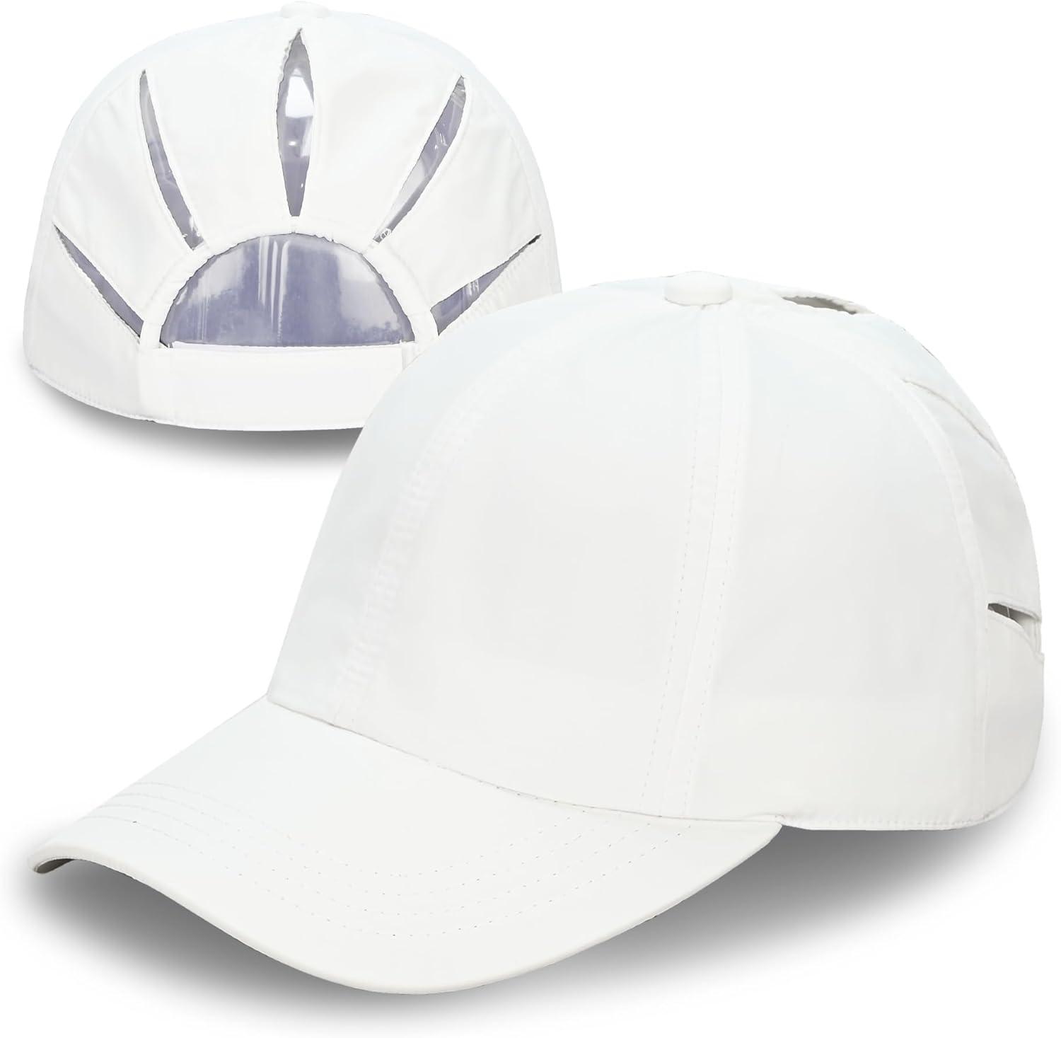 imageCC Ponycap Messy High Bun Ponytail Adjustable Trucker Baseball Cap HatWhite