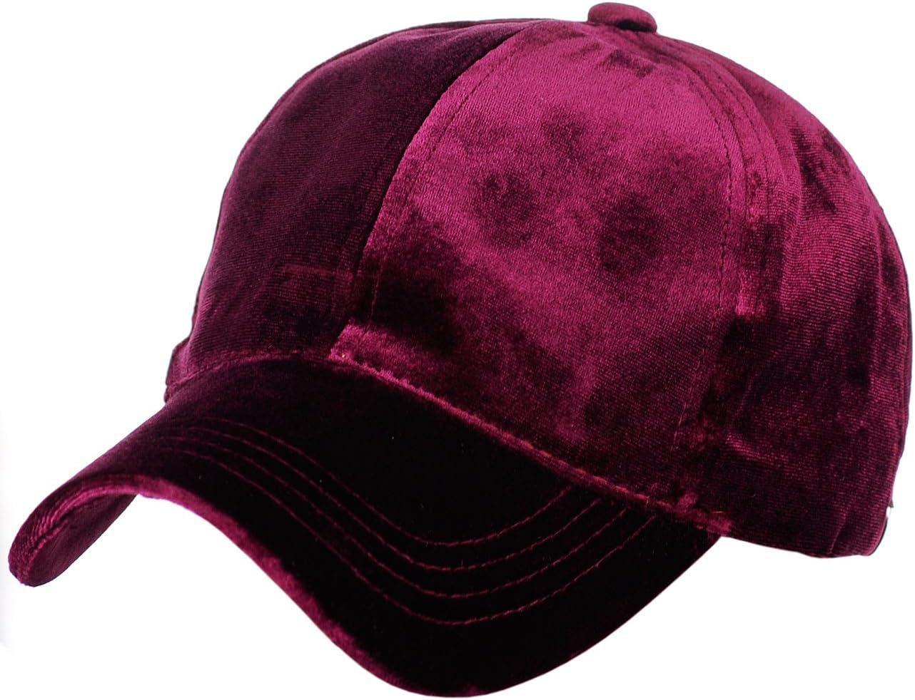 imageCC Ponycap Messy High Bun Ponytail Soft Velvet Adjustable Baseball Cap HatBurgundy