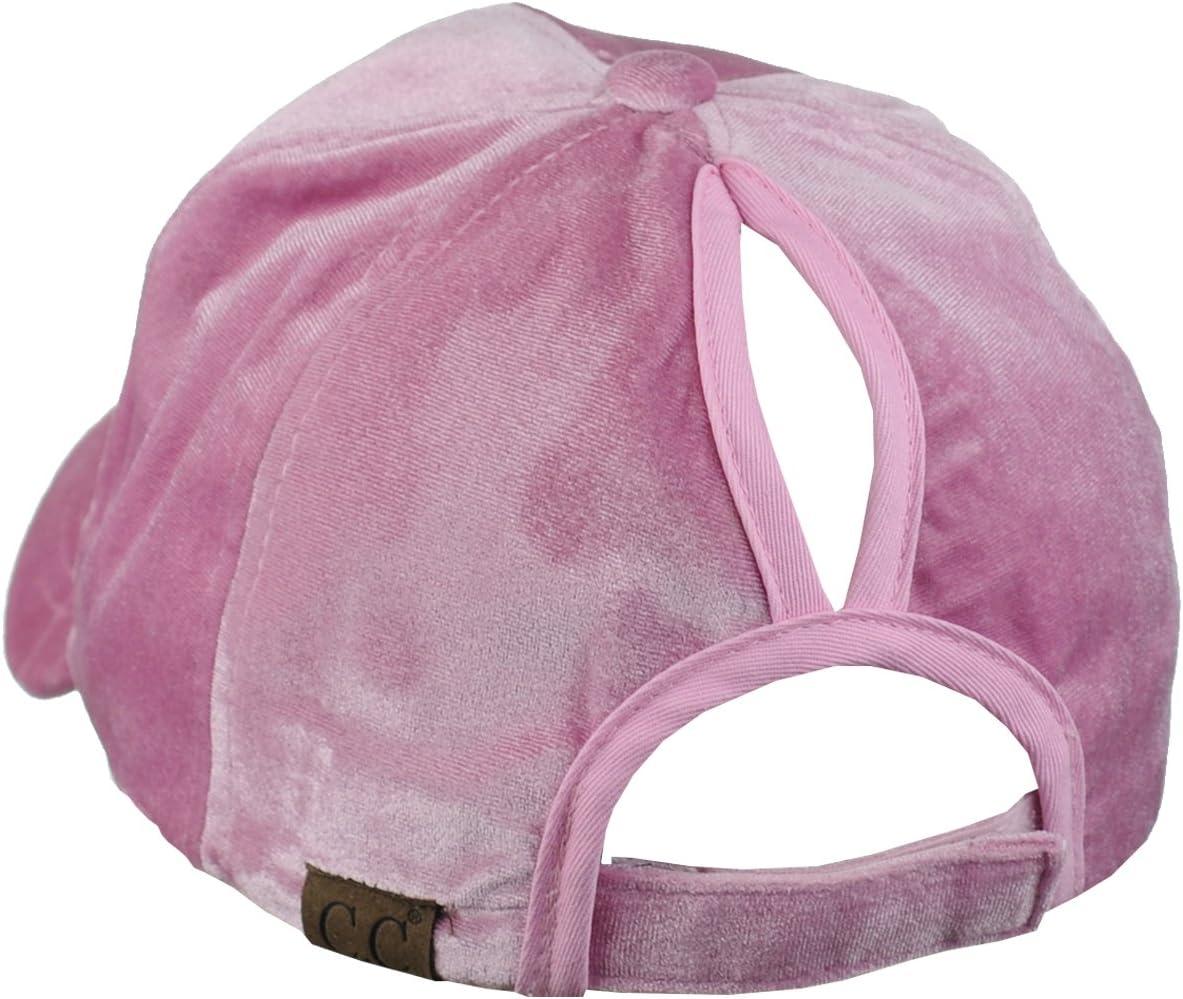 imageCC Ponycap Messy High Bun Ponytail Soft Velvet Adjustable Baseball Cap HatRose