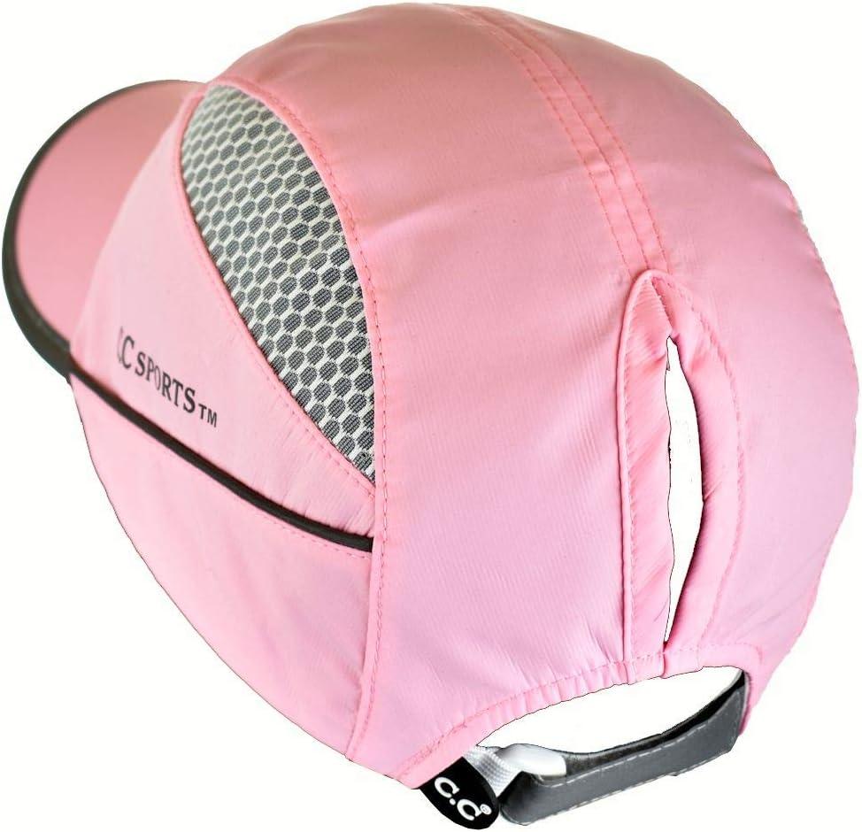 imageCC Ponycap Messy High Bun Ponytail Water Resistant Adjustable Mesh Reflective Sporty Baseball CapPink