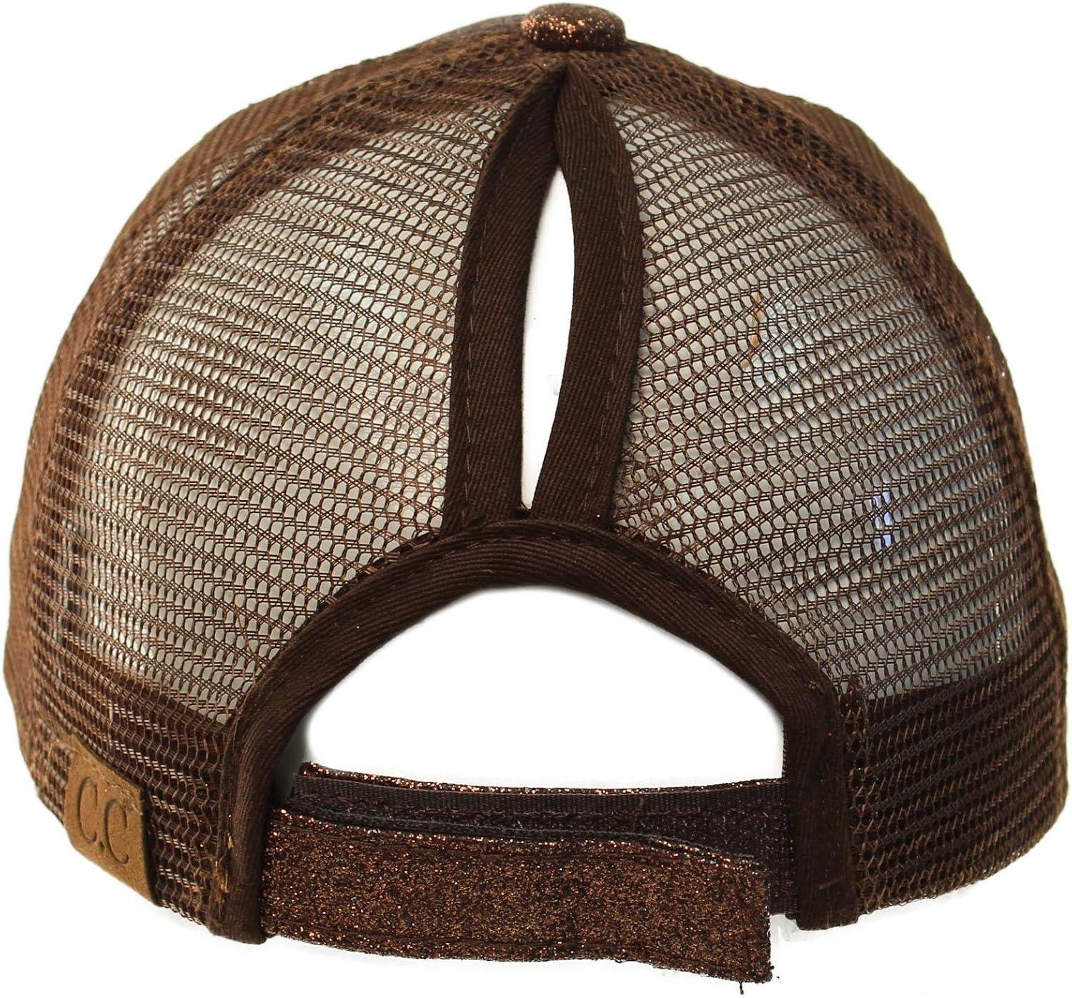imageCC Ponytail Messy Buns Trucker Ponycaps Plain Baseball Visor Cap Dad Hat Glitter Bronze