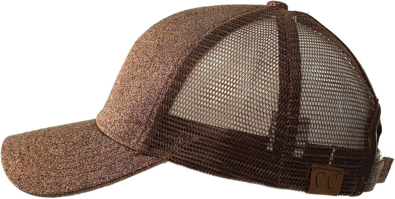 imageCC Ponytail Messy Buns Trucker Ponycaps Plain Baseball Visor Cap Dad Hat Glitter Bronze