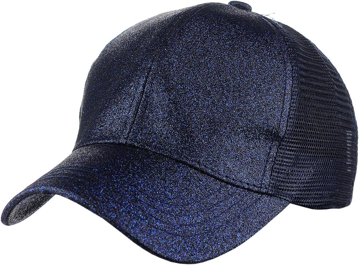 imageCC Ponytail Messy Buns Trucker Ponycaps Plain Baseball Visor Cap Dad Hat Glitter Navy