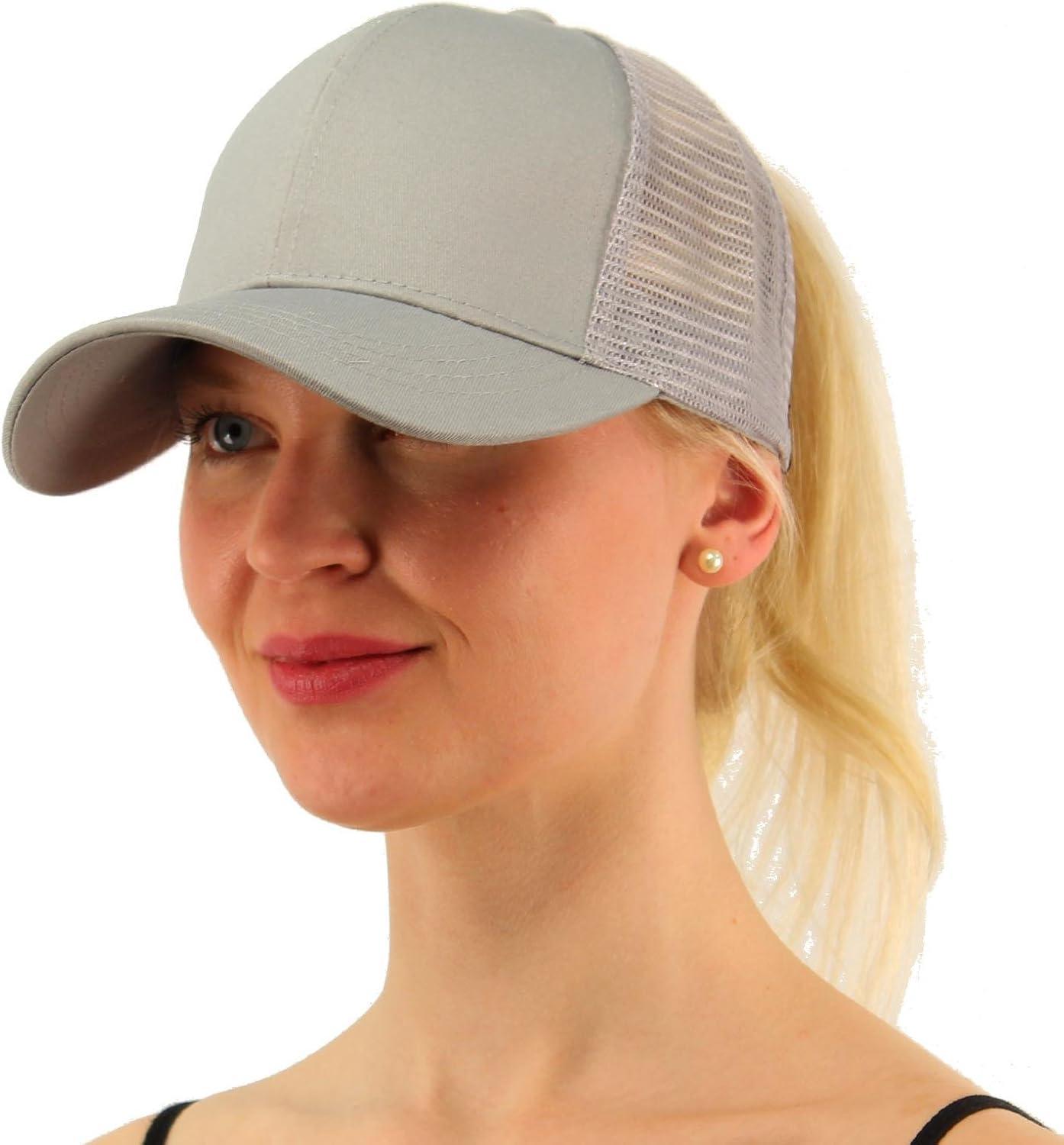 imageCC Ponytail Messy Buns Trucker Ponycaps Plain Baseball Visor Cap Dad Hat Gray