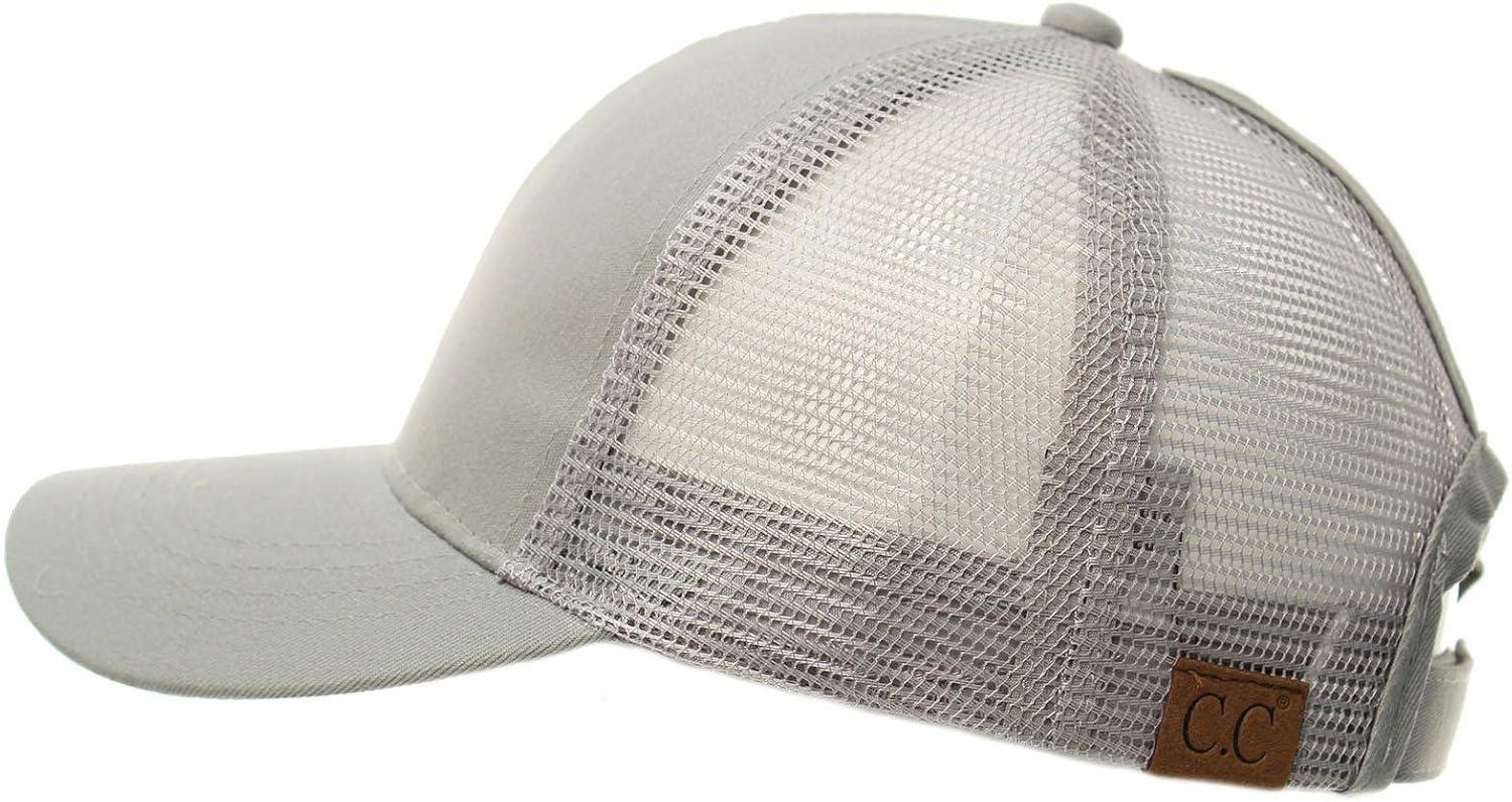 imageCC Ponytail Messy Buns Trucker Ponycaps Plain Baseball Visor Cap Dad Hat Gray