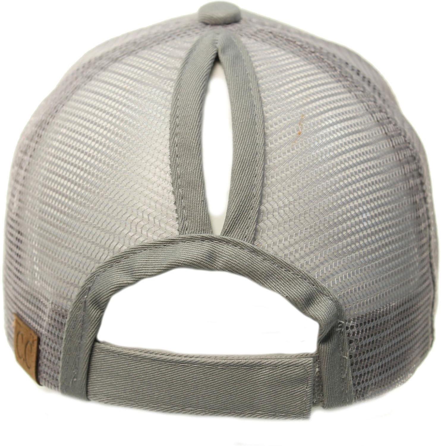 imageCC Ponytail Messy Buns Trucker Ponycaps Plain Baseball Visor Cap Dad Hat Gray