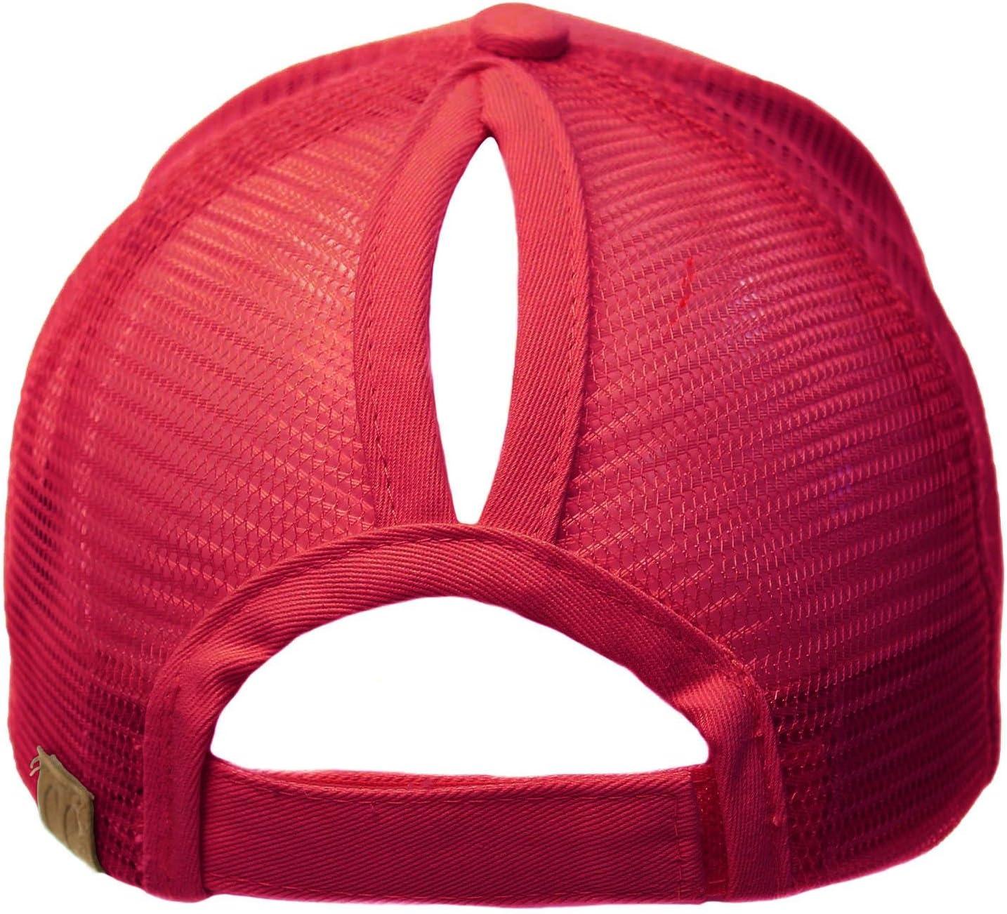 imageCC Ponytail Messy Buns Trucker Ponycaps Plain Baseball Visor Cap Dad Hat Hot Pink