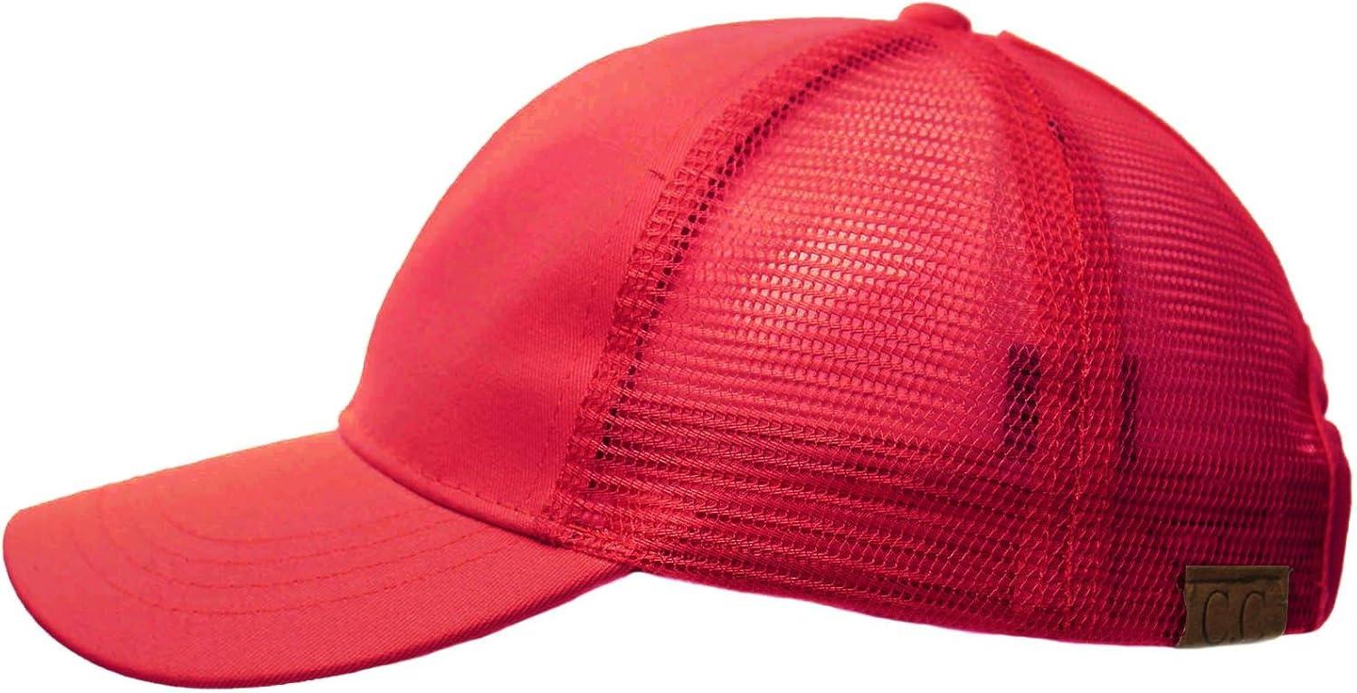 imageCC Ponytail Messy Buns Trucker Ponycaps Plain Baseball Visor Cap Dad Hat Hot Pink