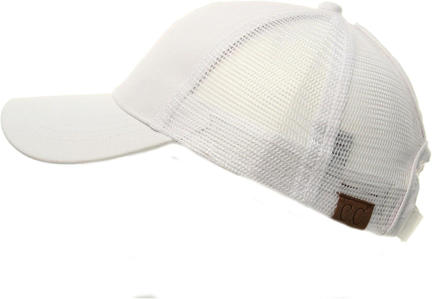 imageCC Ponytail Messy Buns Trucker Ponycaps Plain Baseball Visor Cap Dad Hat White