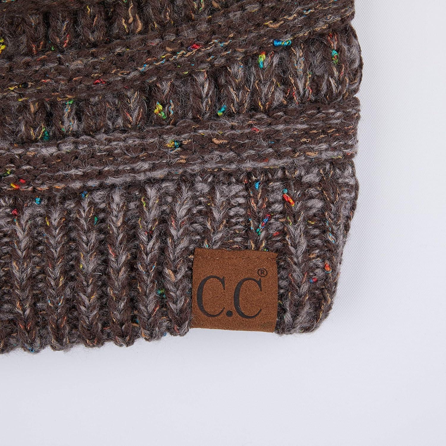imageCC Ribbed Confetti Knit Beanie Tail Hat for Adult MB33Brown Ombre