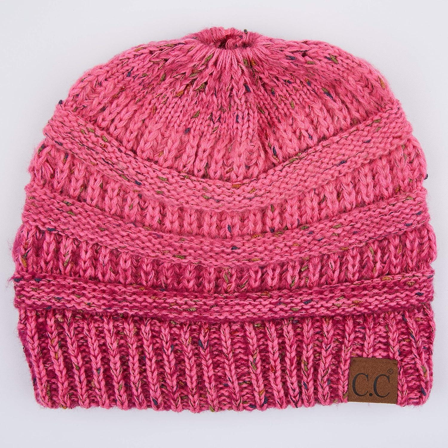 imageCC Ribbed Confetti Knit Beanie Tail Hat for Adult MB33Bubblegumpink Ombre