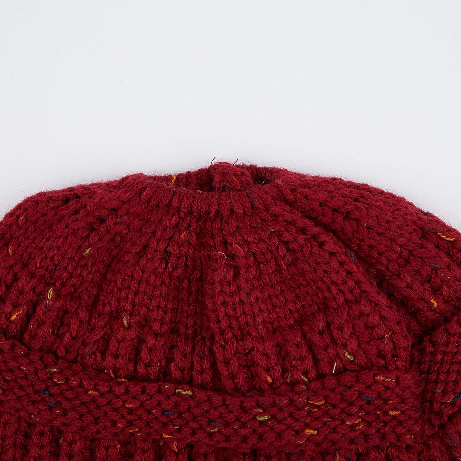imageCC Ribbed Confetti Knit Beanie Tail Hat for Adult MB33Burgundy
