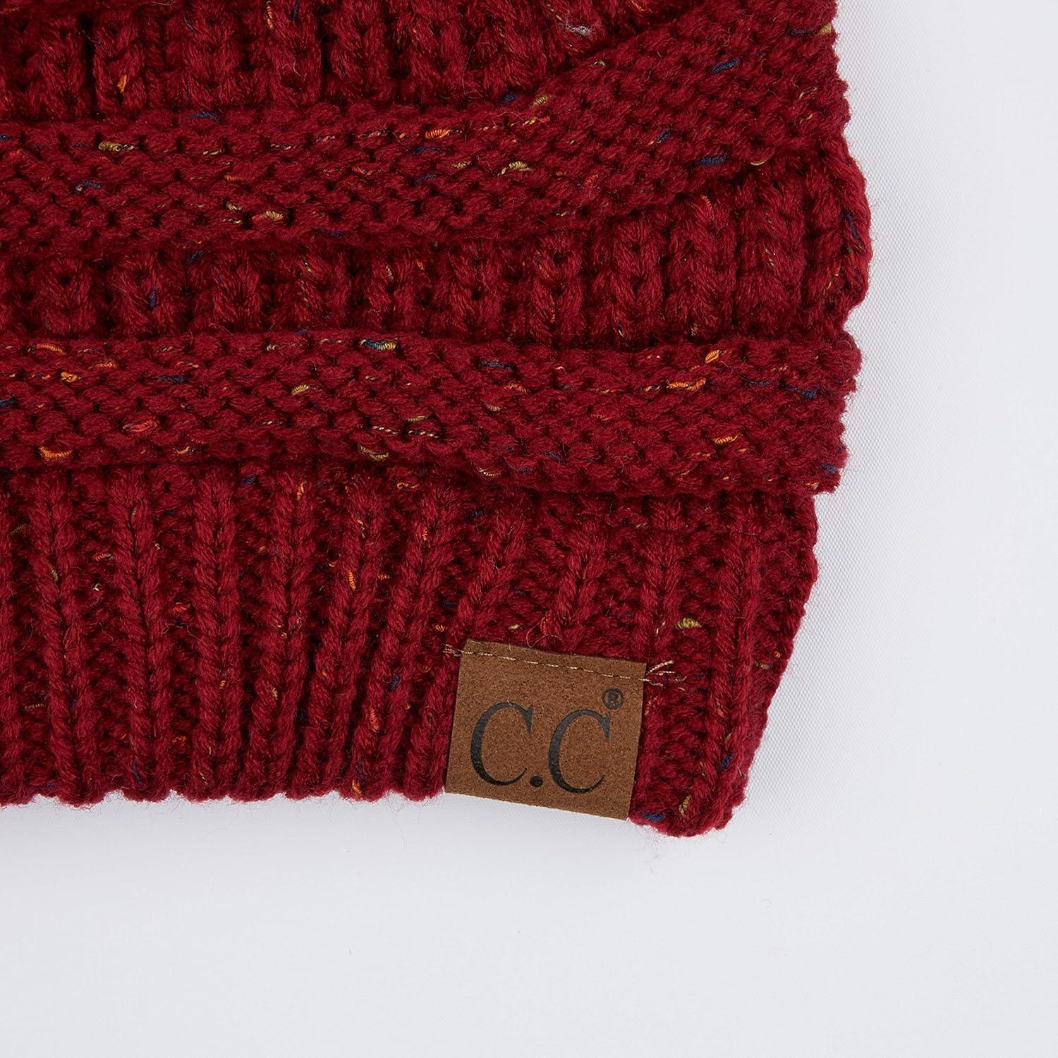 imageCC Ribbed Confetti Knit Beanie Tail Hat for Adult MB33Burgundy