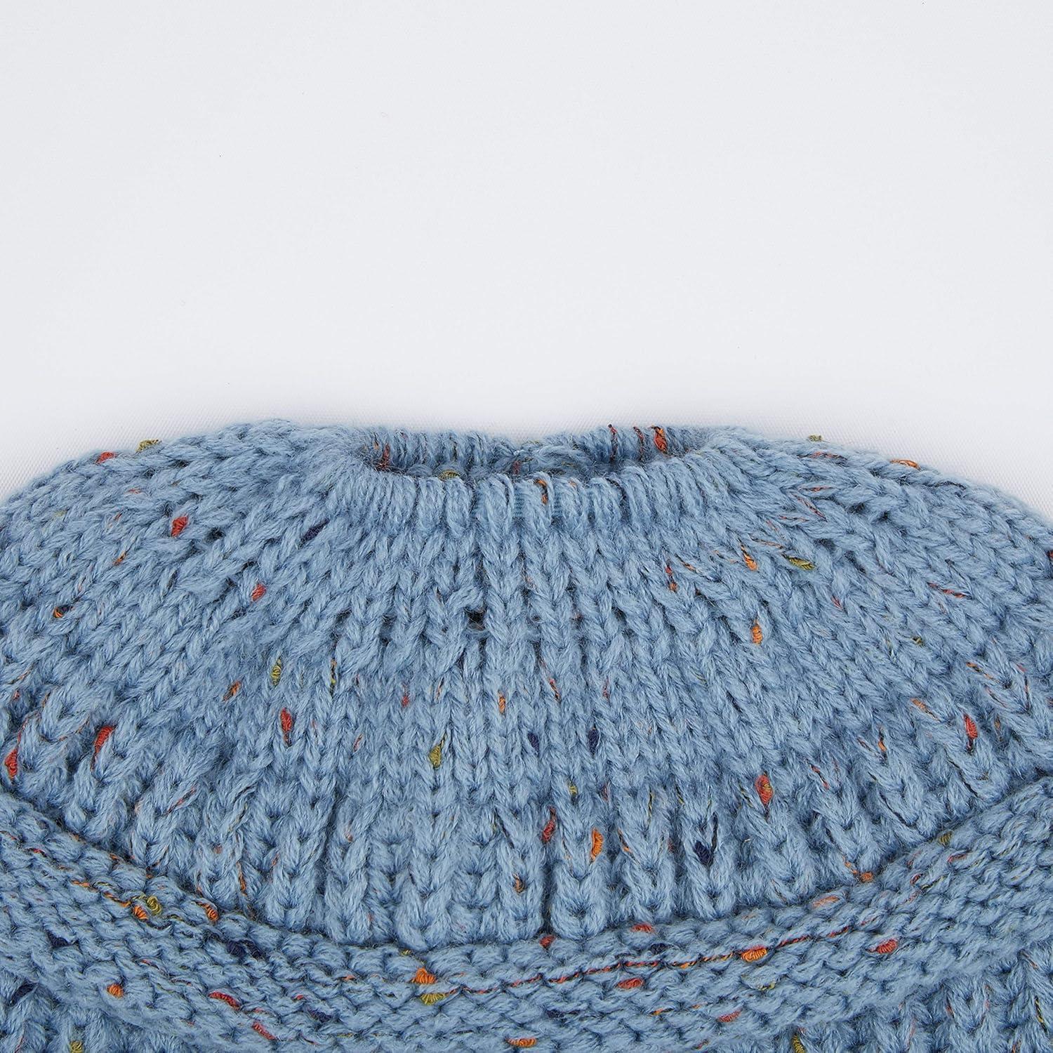imageCC Ribbed Confetti Knit Beanie Tail Hat for Adult MB33Denim