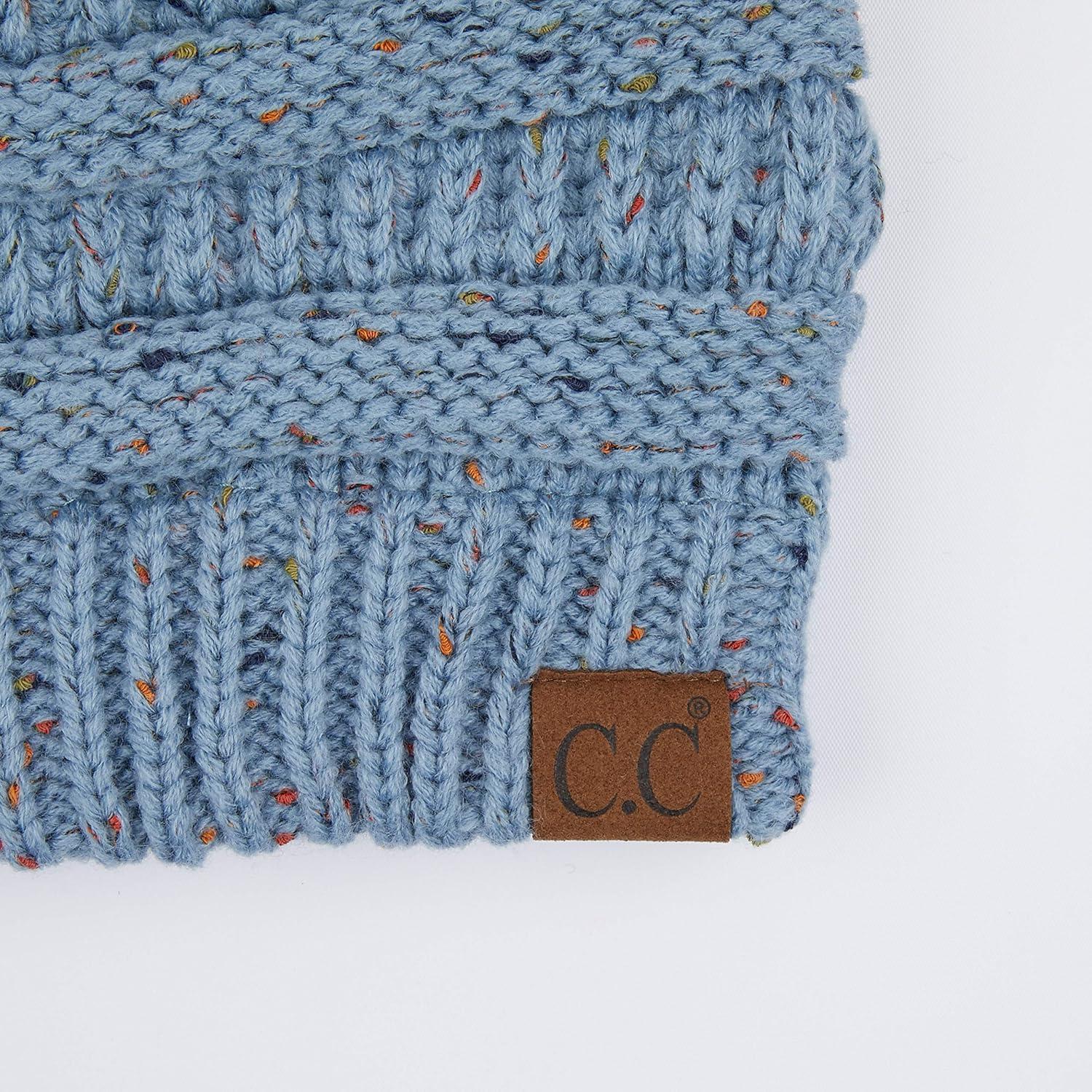 imageCC Ribbed Confetti Knit Beanie Tail Hat for Adult MB33Denim