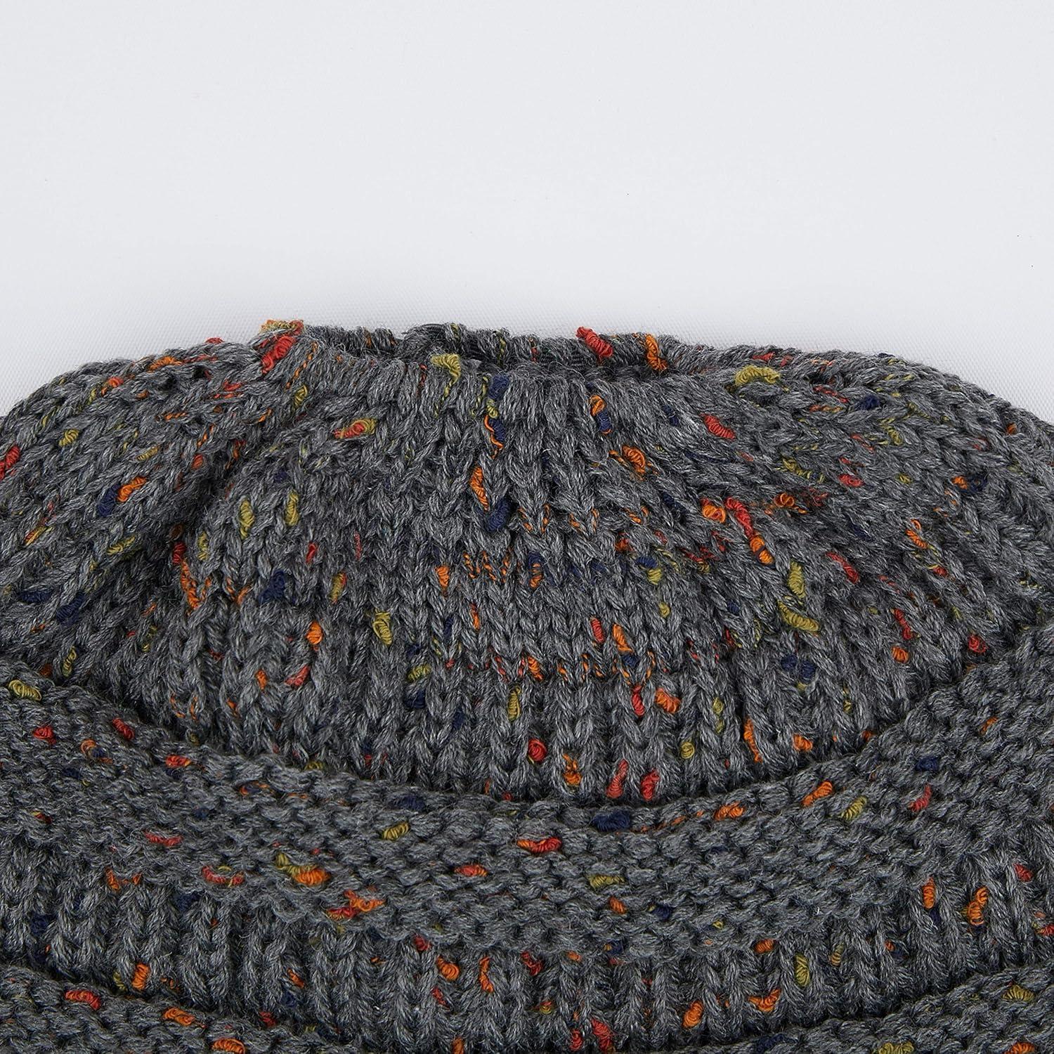 imageCC Ribbed Confetti Knit Beanie Tail Hat for Adult MB33Dk Mel Grey