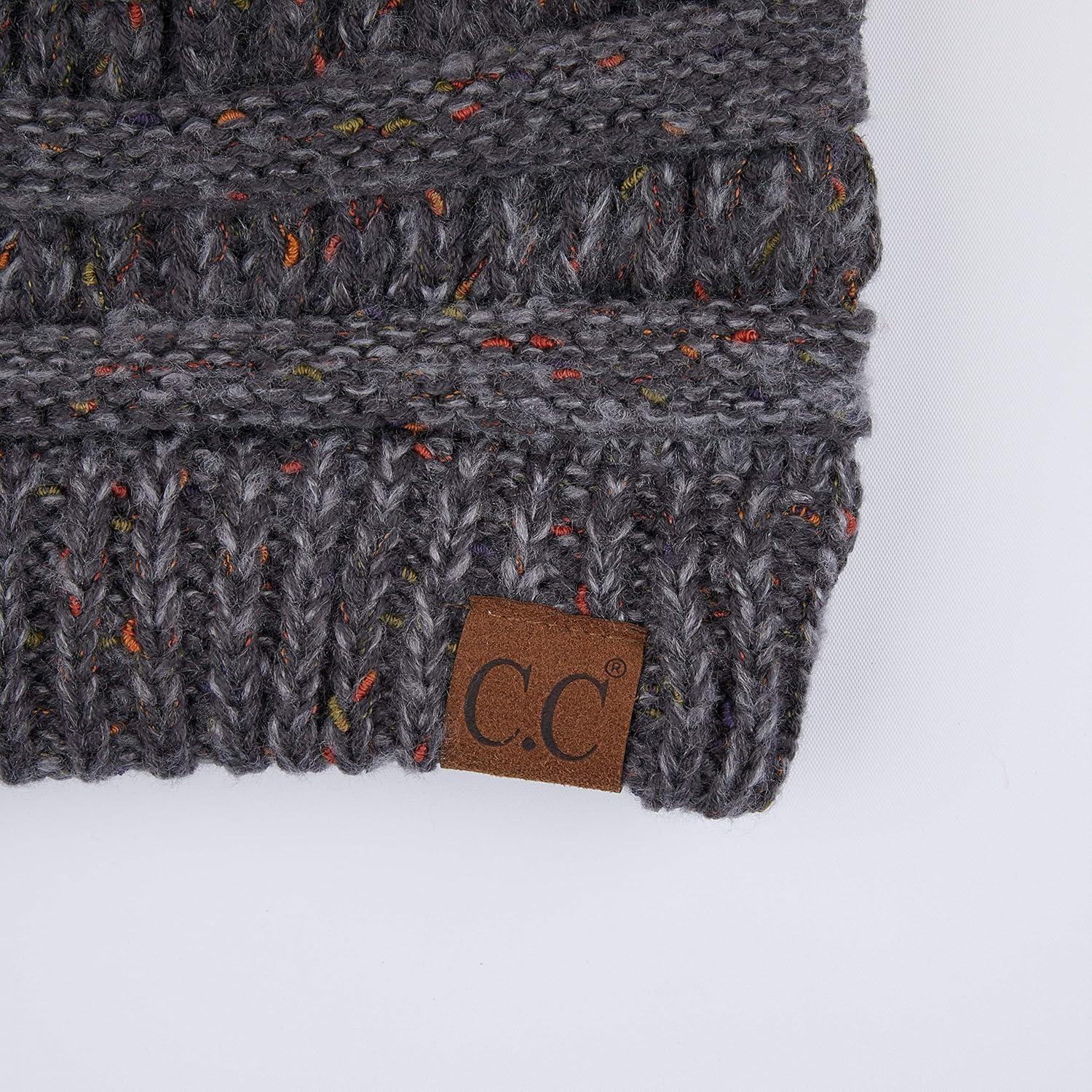 imageCC Ribbed Confetti Knit Beanie Tail Hat for Adult MB33Dkmelgrey Ombre