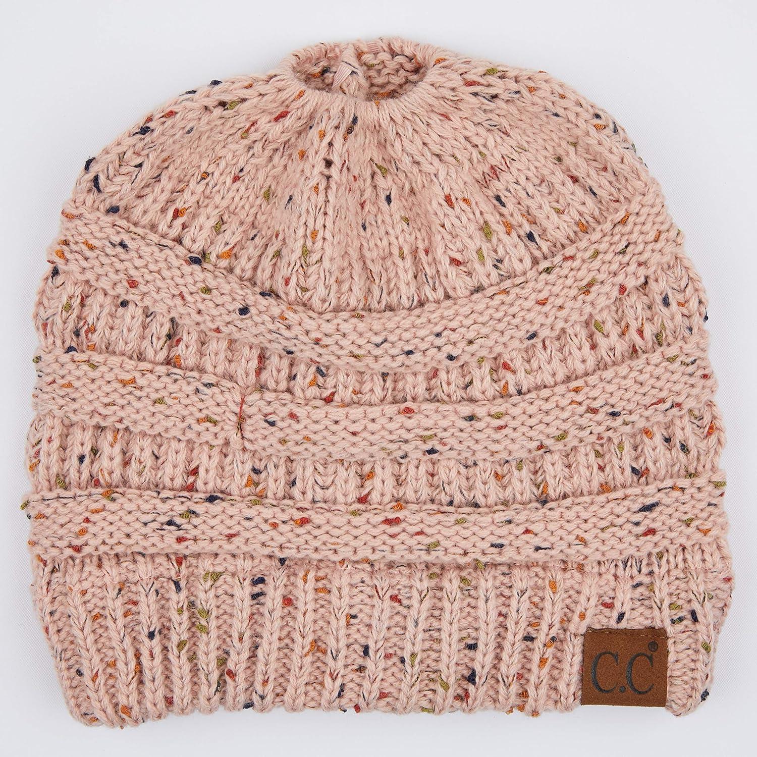 imageCC Ribbed Confetti Knit Beanie Tail Hat for Adult MB33Indi Pink