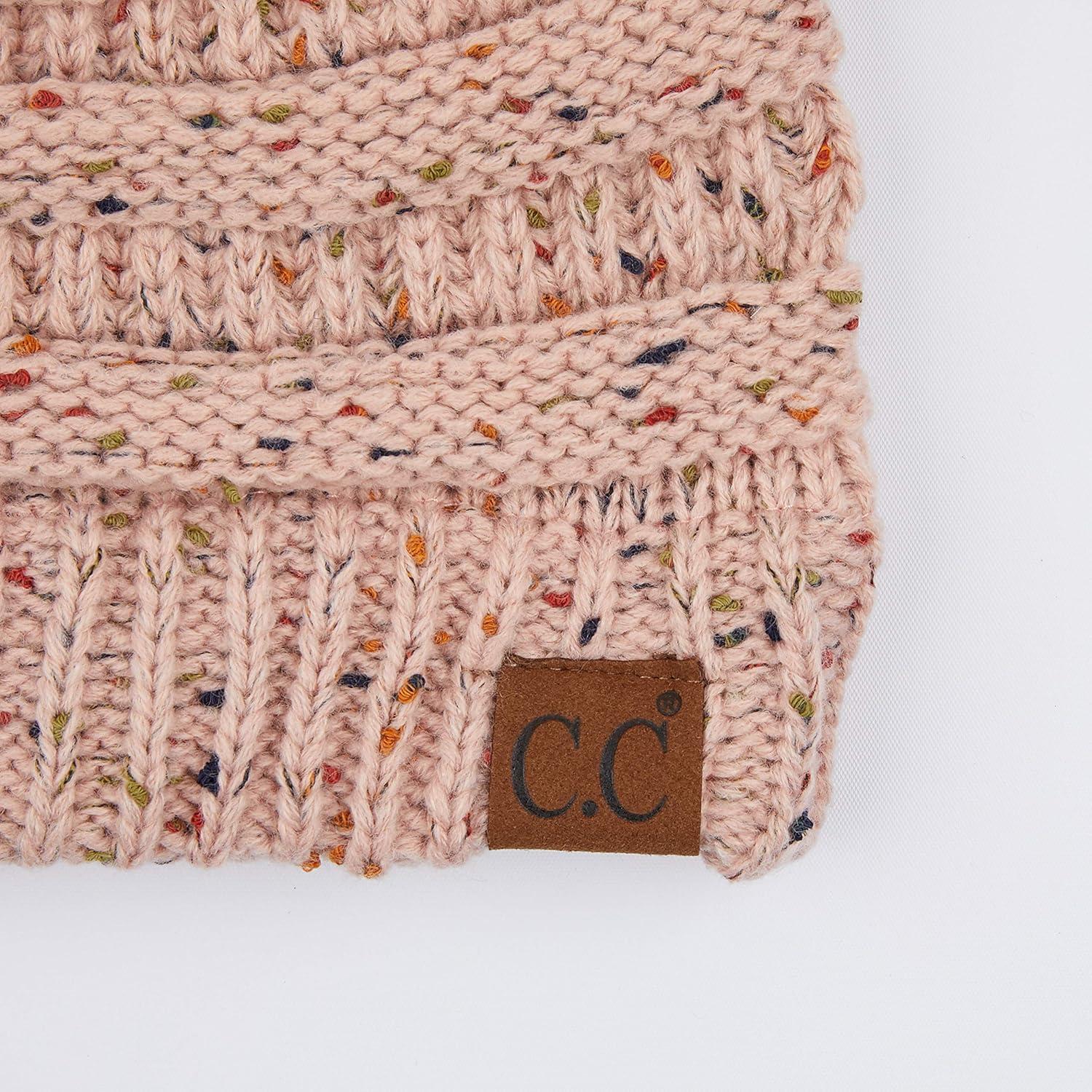 imageCC Ribbed Confetti Knit Beanie Tail Hat for Adult MB33Indi Pink