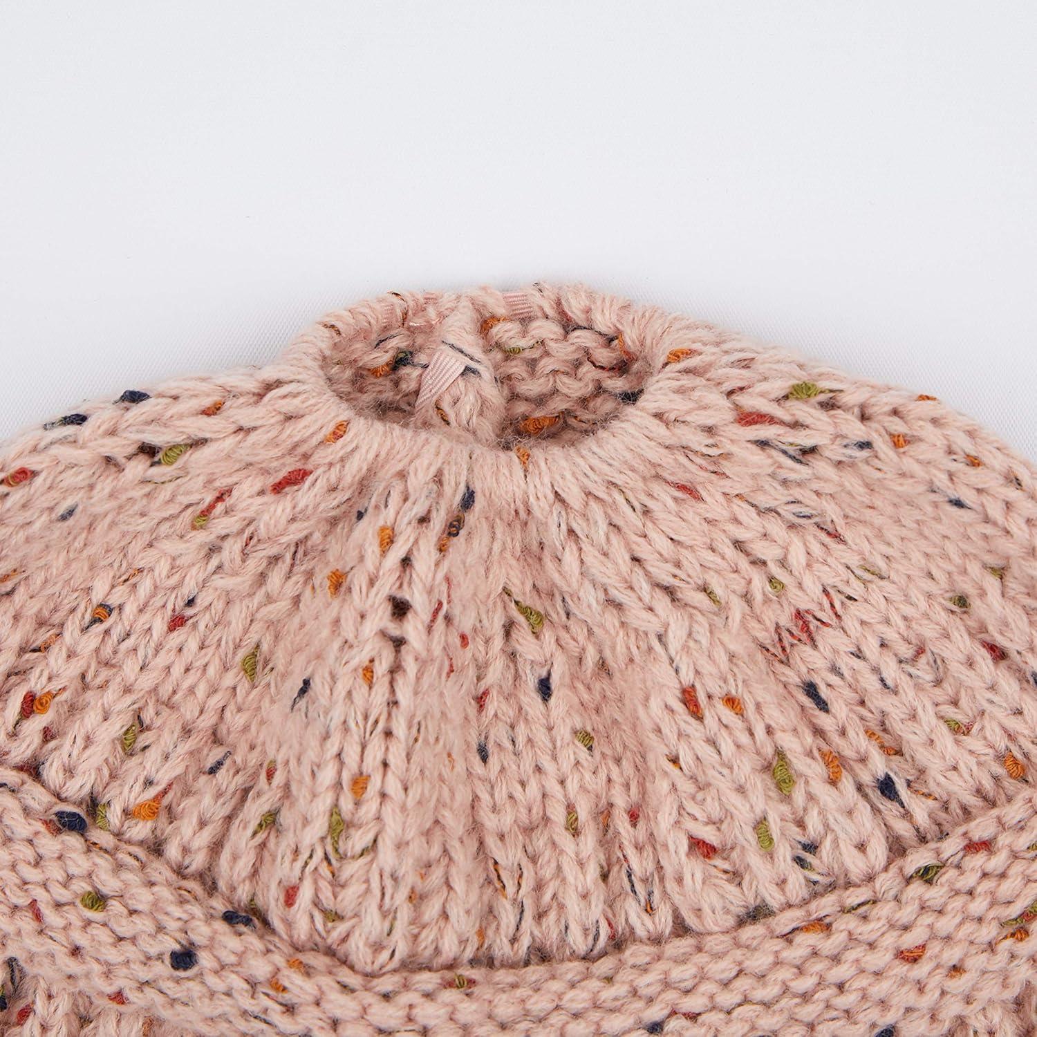 imageCC Ribbed Confetti Knit Beanie Tail Hat for Adult MB33Indi Pink