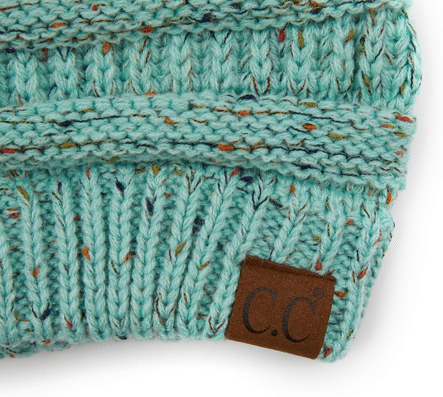 imageCC Ribbed Confetti Knit Beanie Tail Hat for Adult MB33Mint