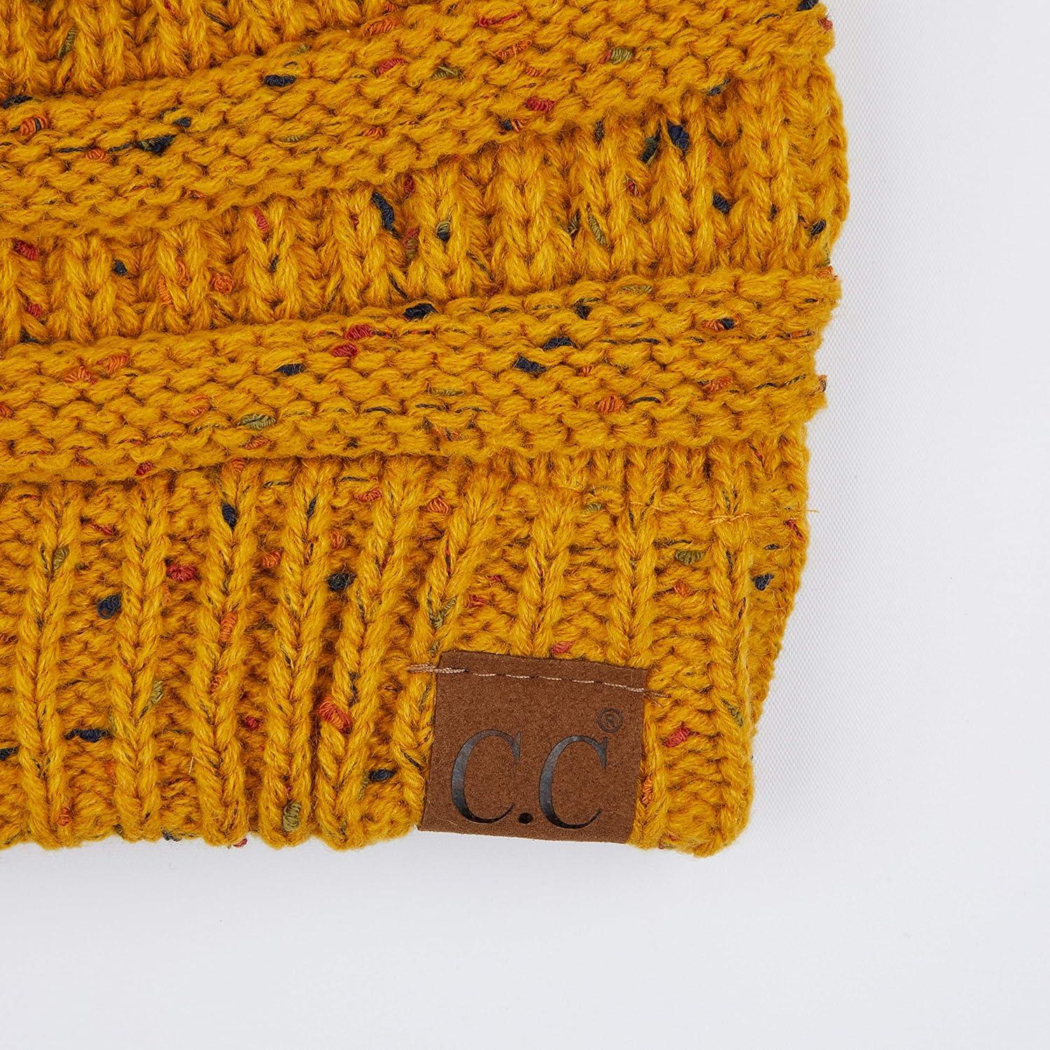 imageCC Ribbed Confetti Knit Beanie Tail Hat for Adult MB33Mustard