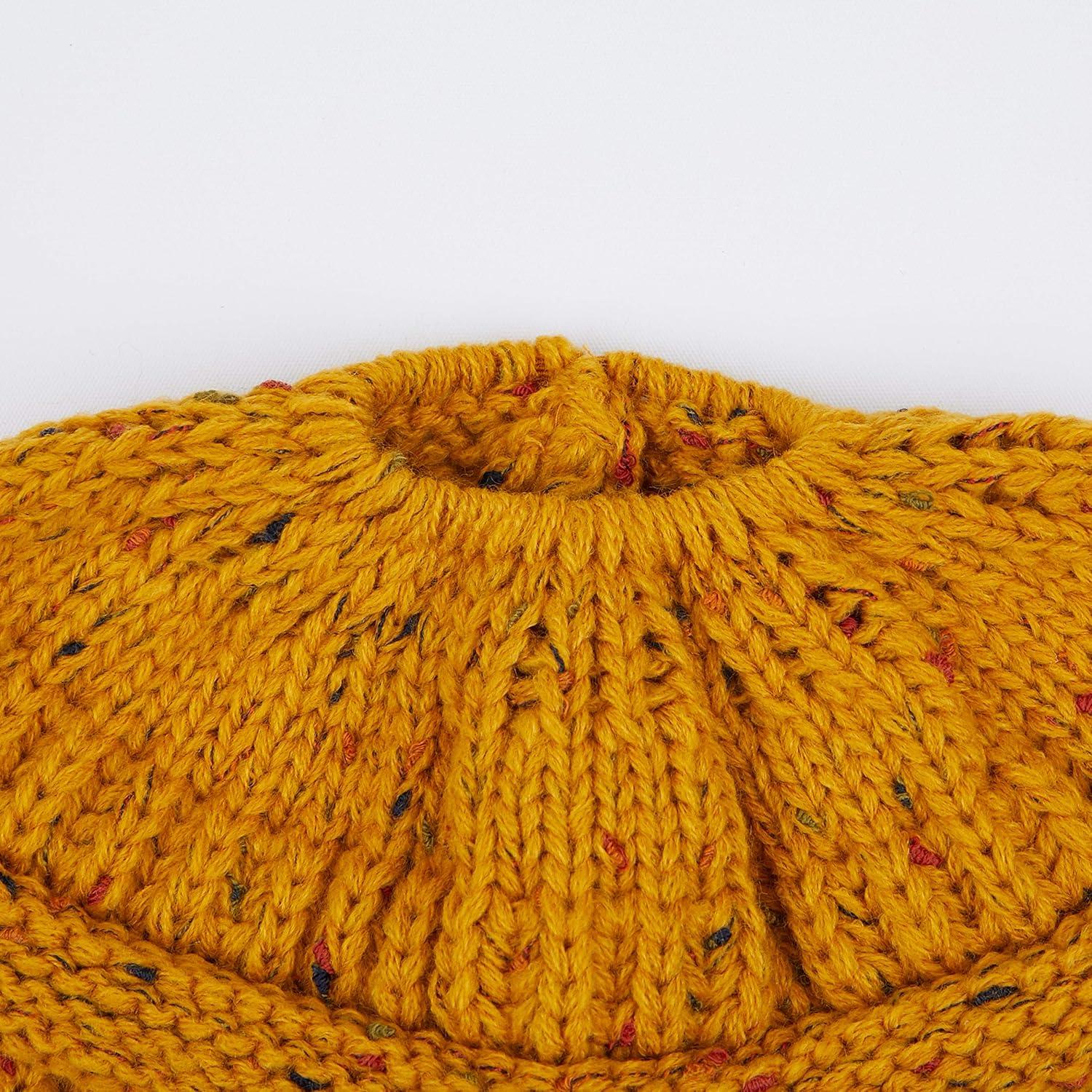 imageCC Ribbed Confetti Knit Beanie Tail Hat for Adult MB33Mustard