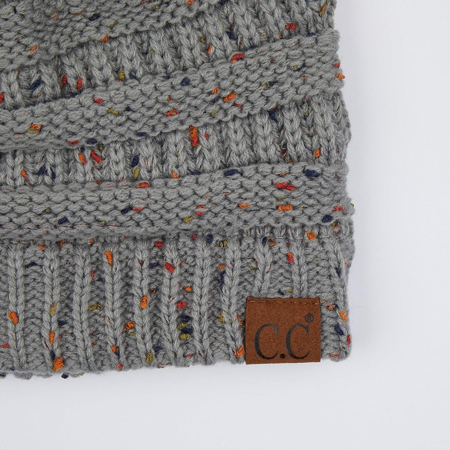 imageCC Ribbed Confetti Knit Beanie Tail Hat for Adult MB33Natual Grey