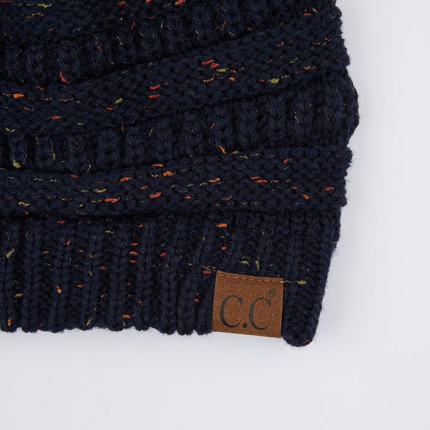 imageCC Ribbed Confetti Knit Beanie Tail Hat for Adult MB33Navy
