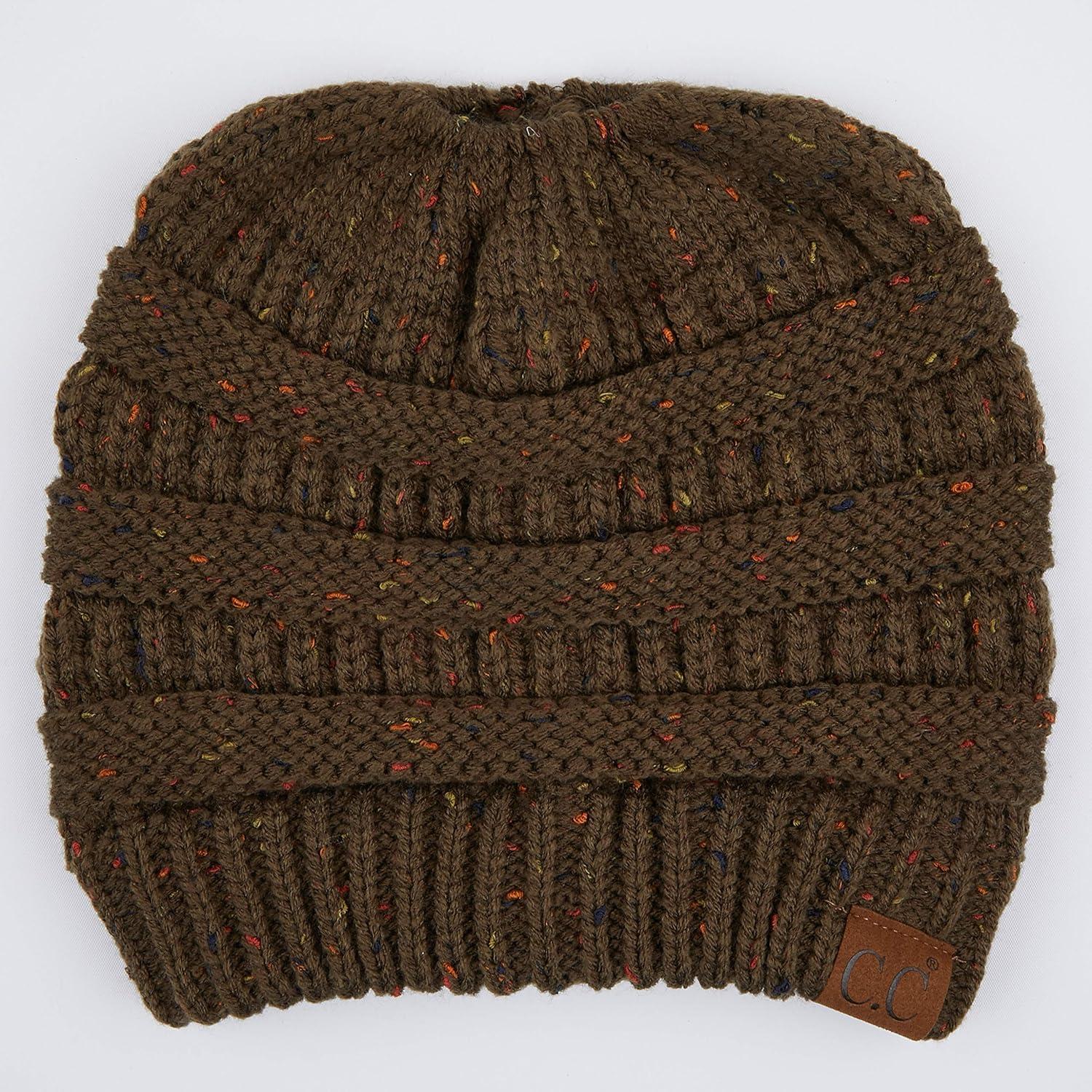 imageCC Ribbed Confetti Knit Beanie Tail Hat for Adult MB33New Olive