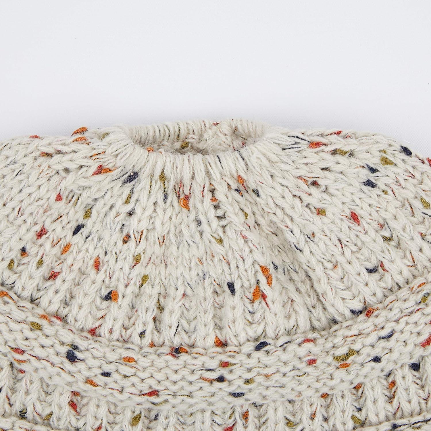imageCC Ribbed Confetti Knit Beanie Tail Hat for Adult MB33Oatmeal