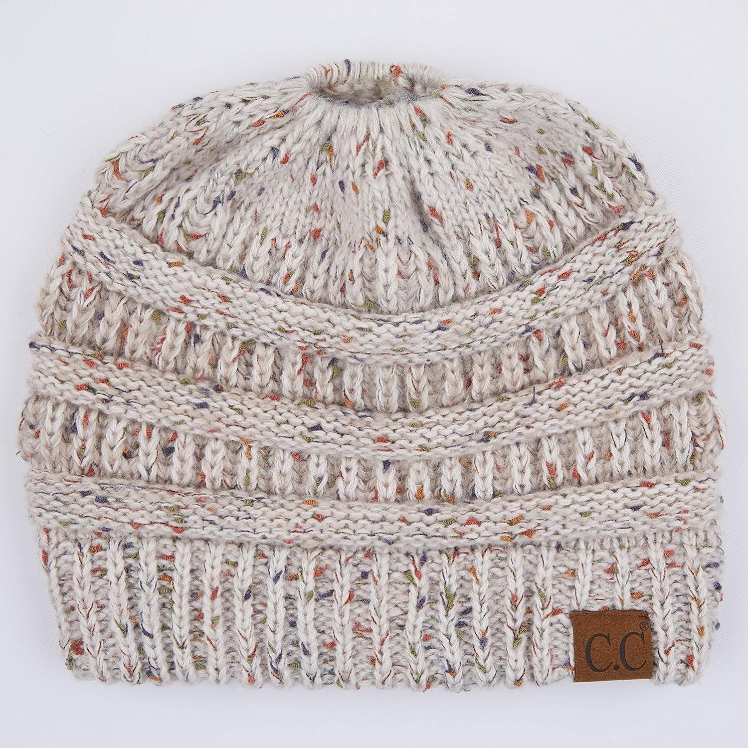 imageCC Ribbed Confetti Knit Beanie Tail Hat for Adult MB33Oatmeal Ombre