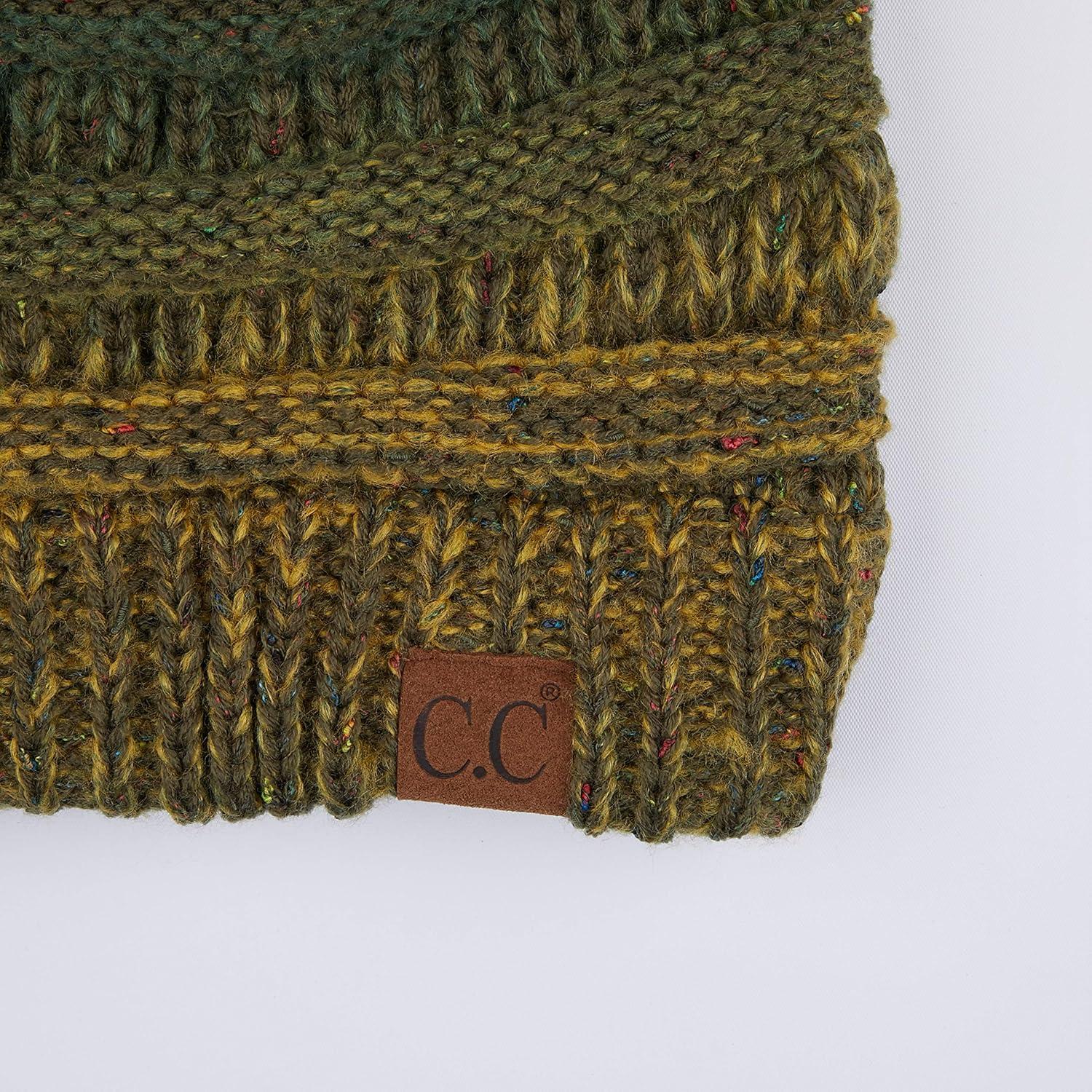 imageCC Ribbed Confetti Knit Beanie Tail Hat for Adult MB33Olive Ombre