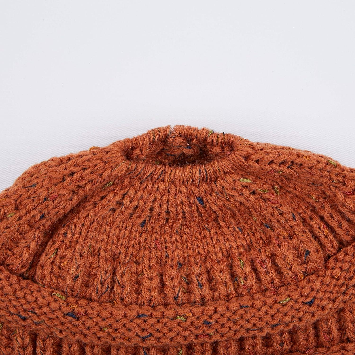 imageCC Ribbed Confetti Knit Beanie Tail Hat for Adult MB33Rust