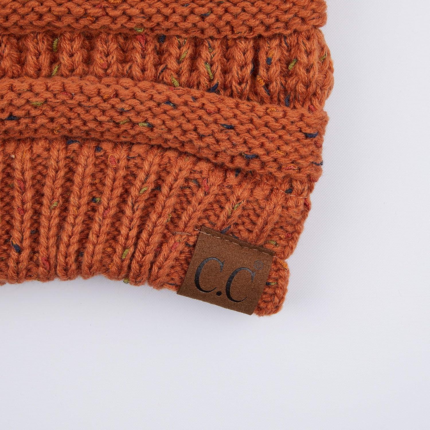 imageCC Ribbed Confetti Knit Beanie Tail Hat for Adult MB33Rust