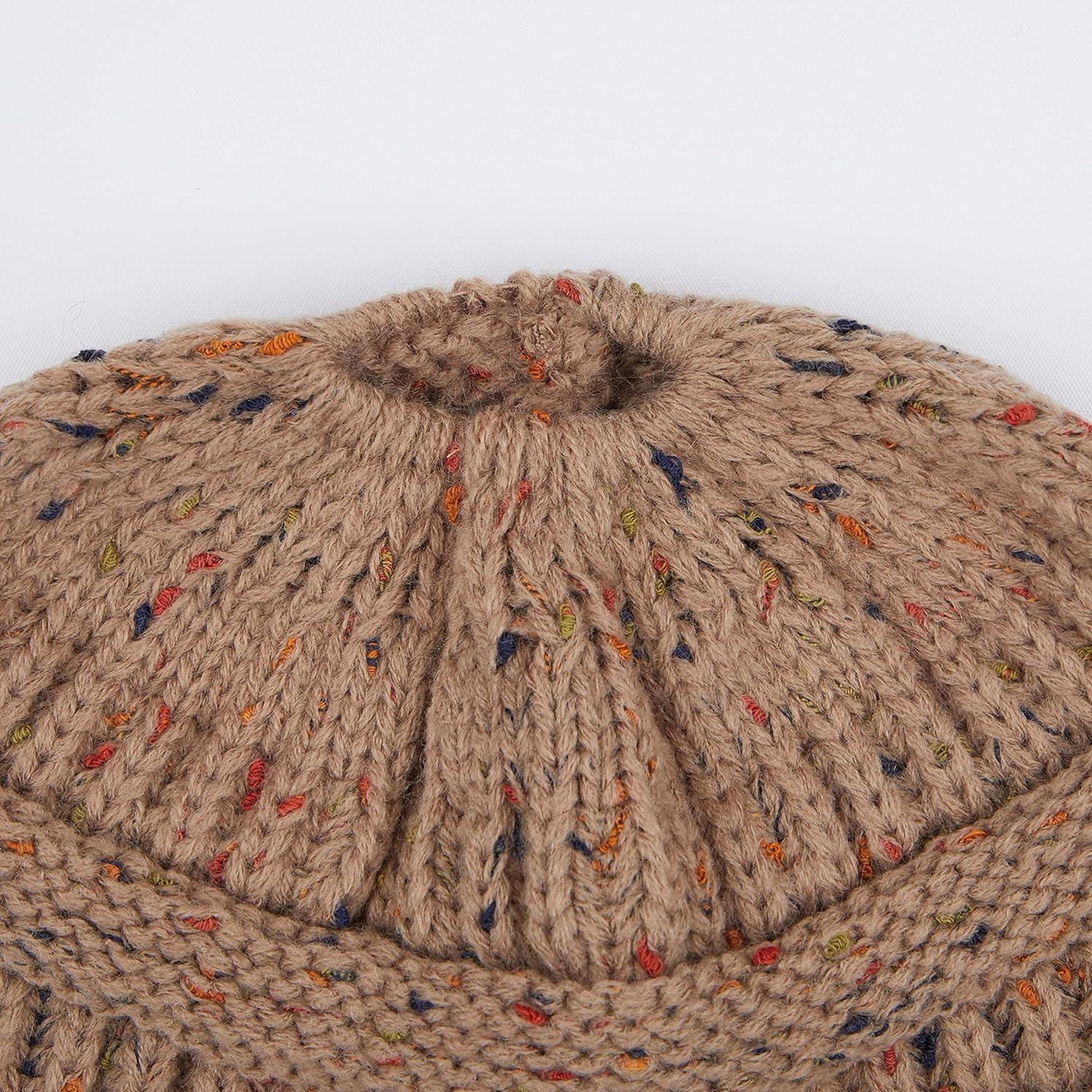 imageCC Ribbed Confetti Knit Beanie Tail Hat for Adult MB33Taupe
