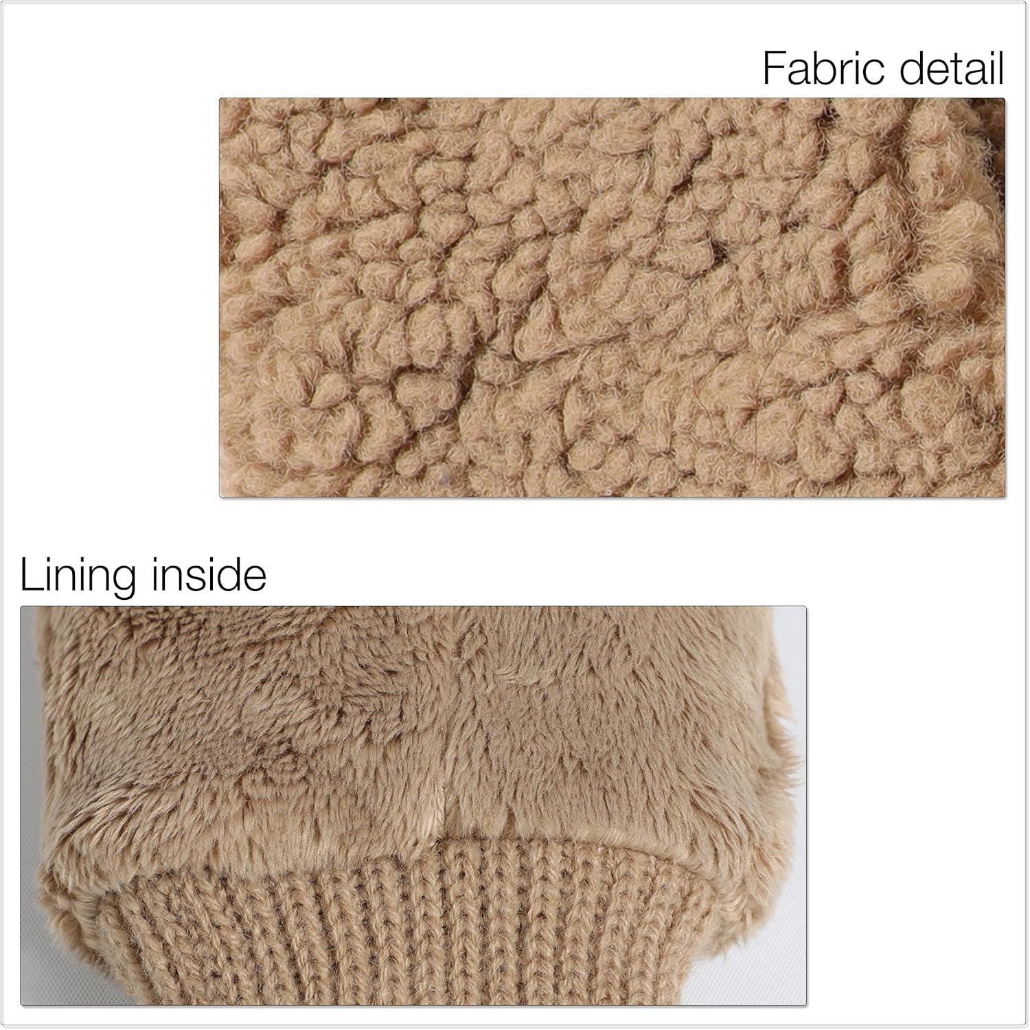 imageCC Sherpa Cuff Beanie Hat Suede Logo and Sherpa Mitten Gloves HAT008MT008Dkcamelgift Set
