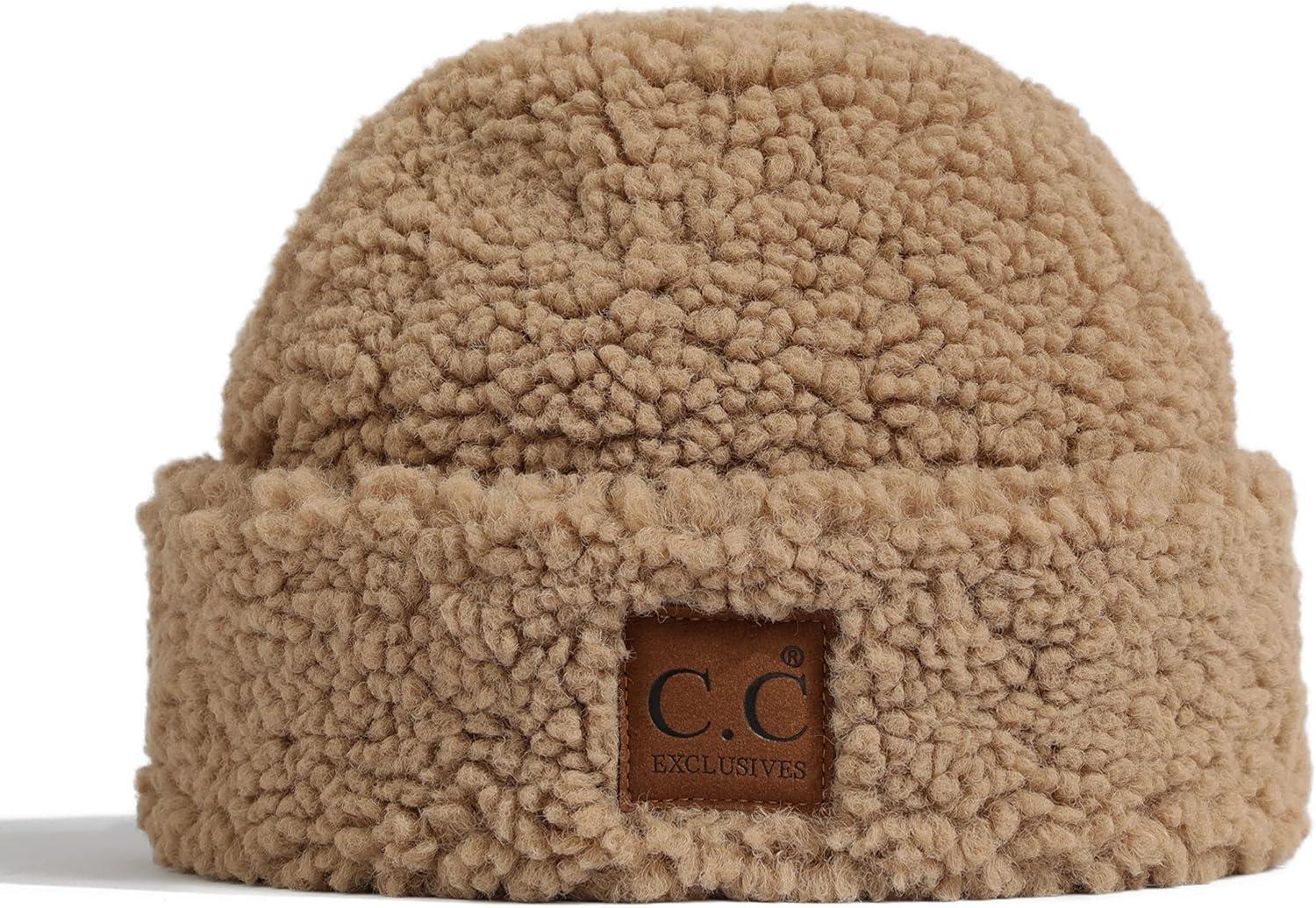 imageCC Sherpa Cuff Beanie Hat Suede Logo and Sherpa Mitten Gloves HAT008MT008Dkcamelgift Set