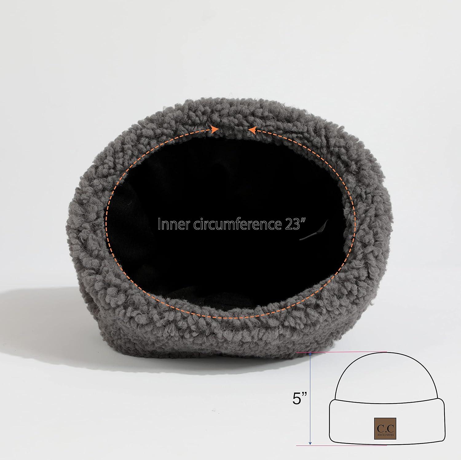 imageCC Sherpa Cuff Beanie Hat Suede Logo and Sherpa Mitten Gloves HAT008MT008Greybeanie