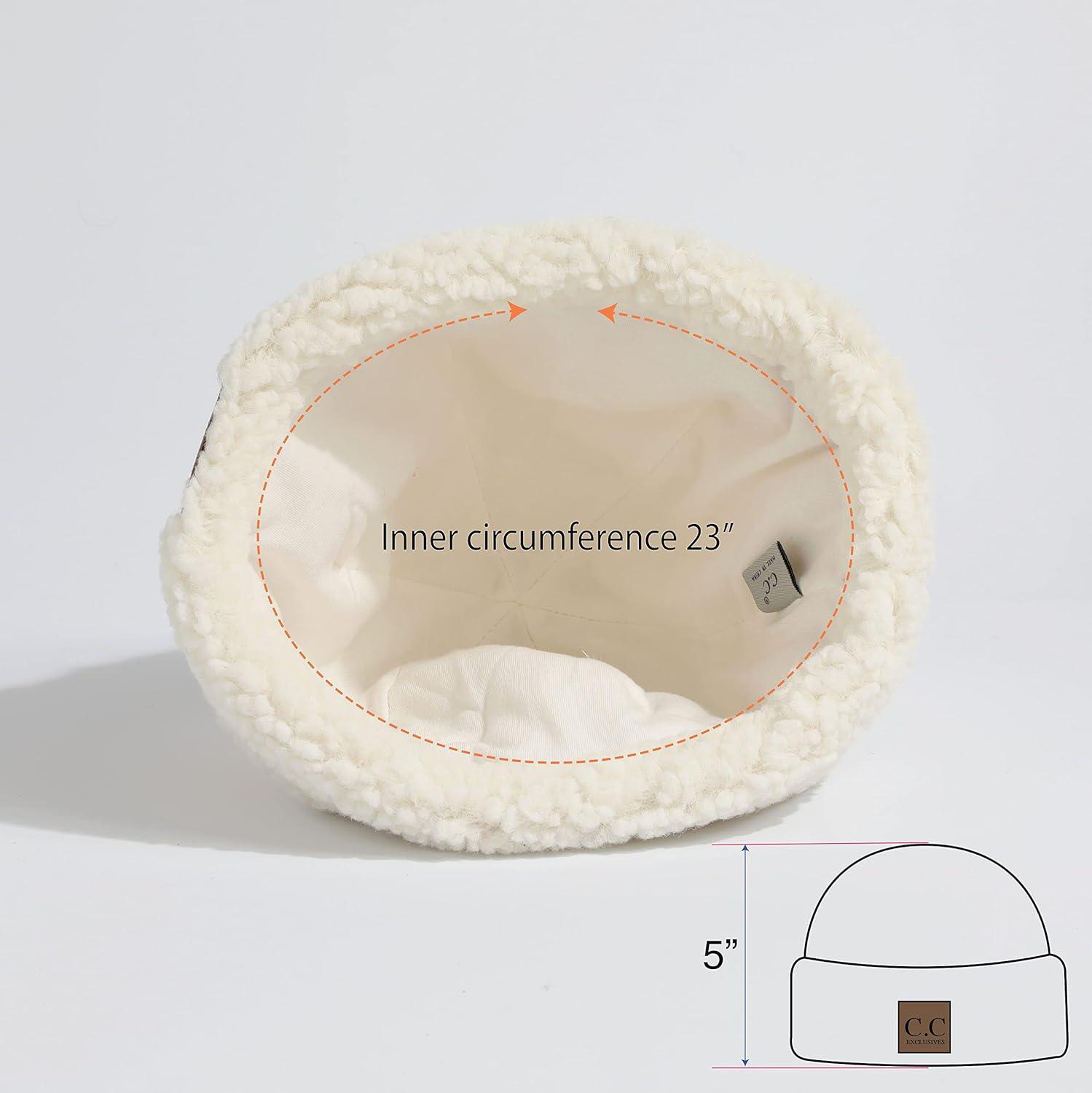 imageCC Sherpa Cuff Beanie Hat Suede Logo and Sherpa Mitten Gloves HAT008MT008Ivorybeanie