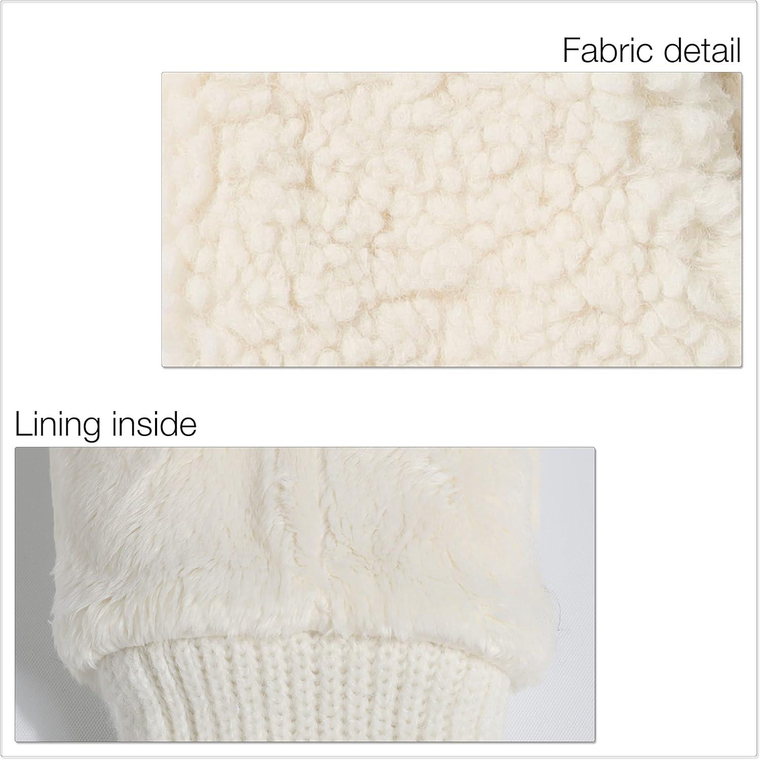 imageCC Sherpa Cuff Beanie Hat Suede Logo and Sherpa Mitten Gloves HAT008MT008Ivorygift Set