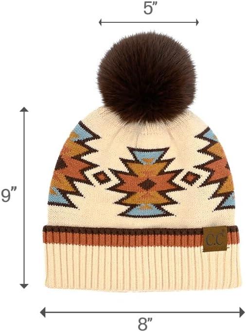 imageCC Southwest Pattern Pom Beanie for WomenAztecbeige