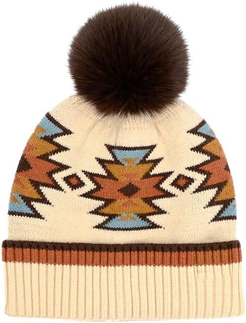 imageCC Southwest Pattern Pom Beanie for WomenAztecbeige