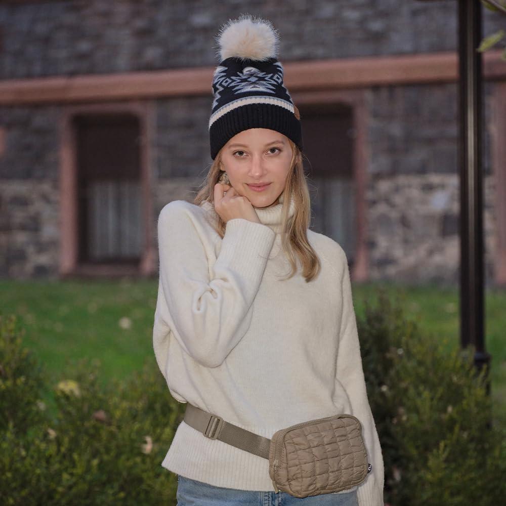 imageCC Southwest Pattern Pom Beanie for WomenAztecblack