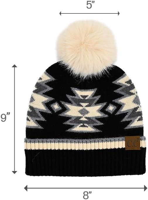 imageCC Southwest Pattern Pom Beanie for WomenAztecblack