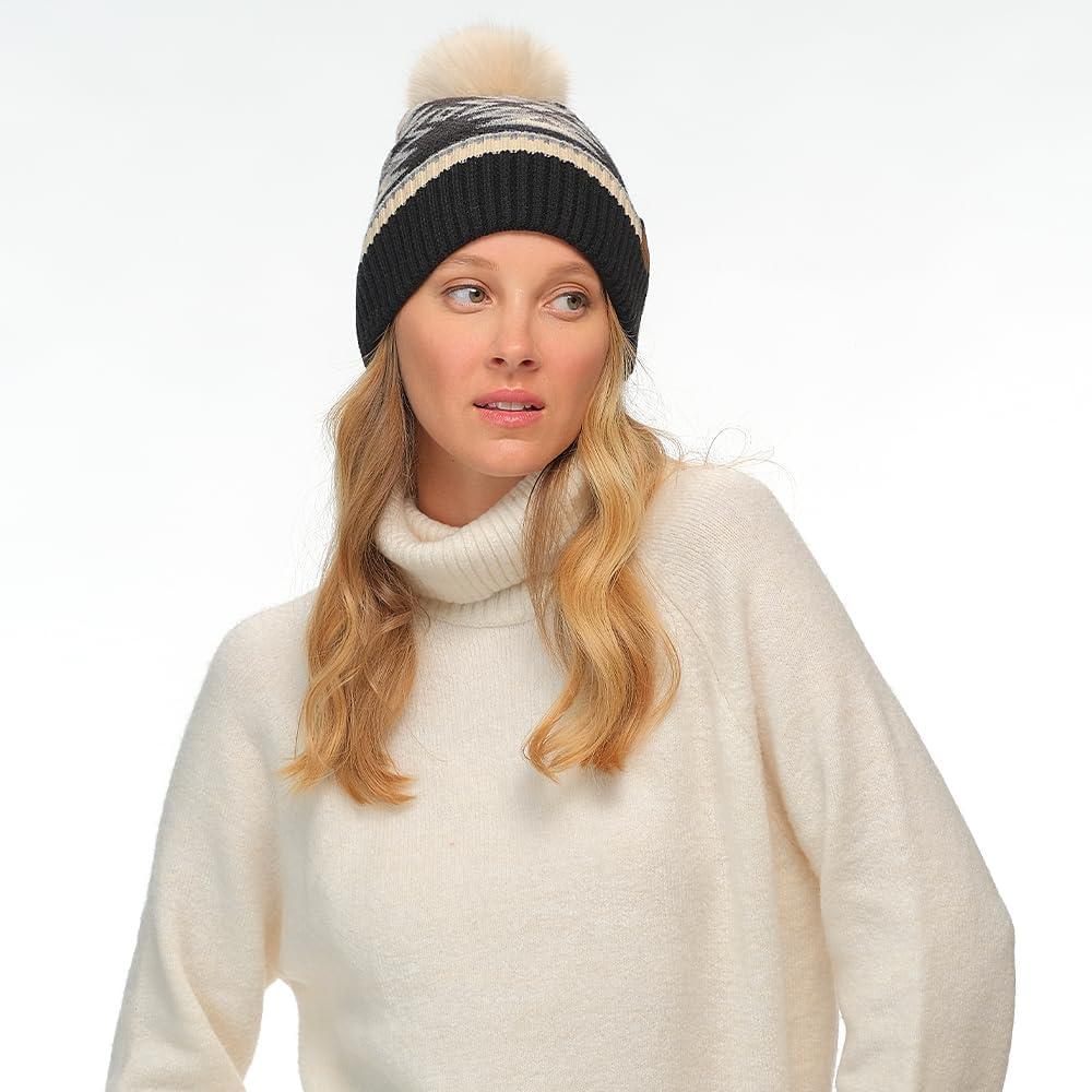 imageCC Southwest Pattern Pom Beanie for WomenAztecblack