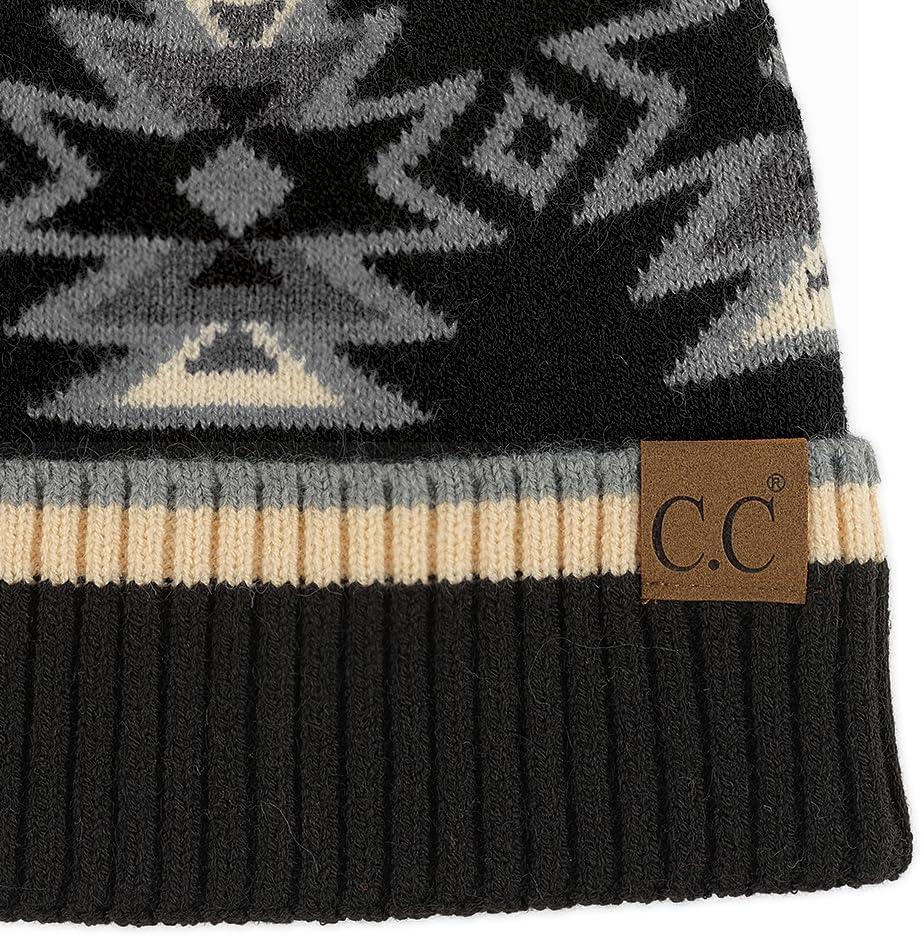 imageCC Southwest Pattern Pom Beanie for WomenAztecblack