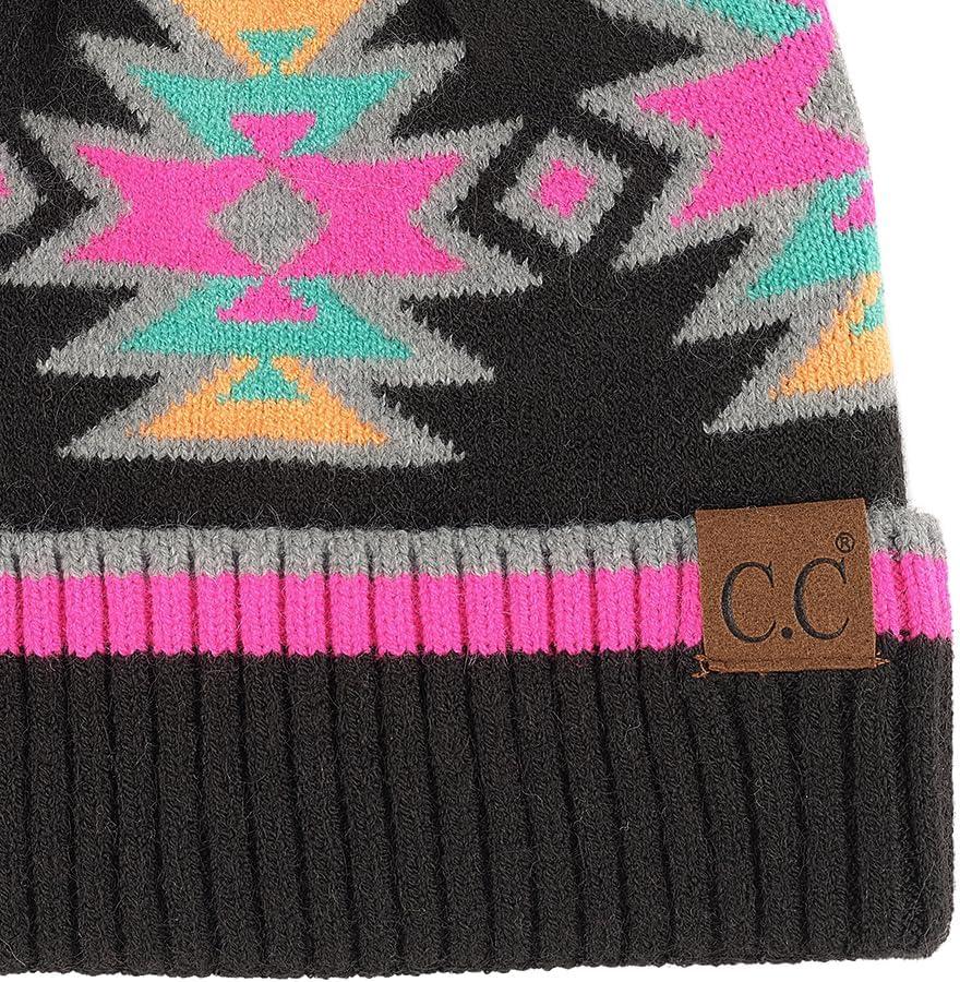 imageCC Southwest Pattern Pom Beanie for WomenAztecblack Multi