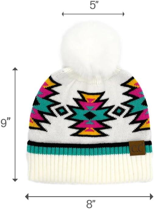 imageCC Southwest Pattern Pom Beanie for WomenAztecivory