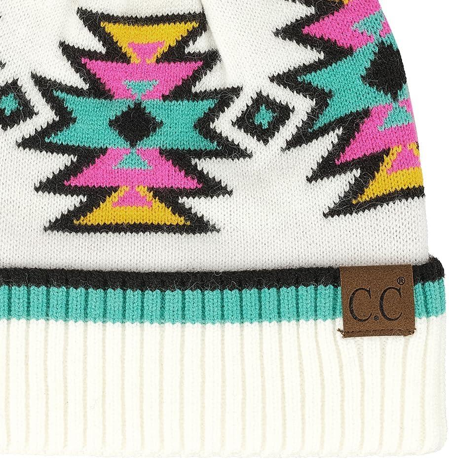 imageCC Southwest Pattern Pom Beanie for WomenAztecivory